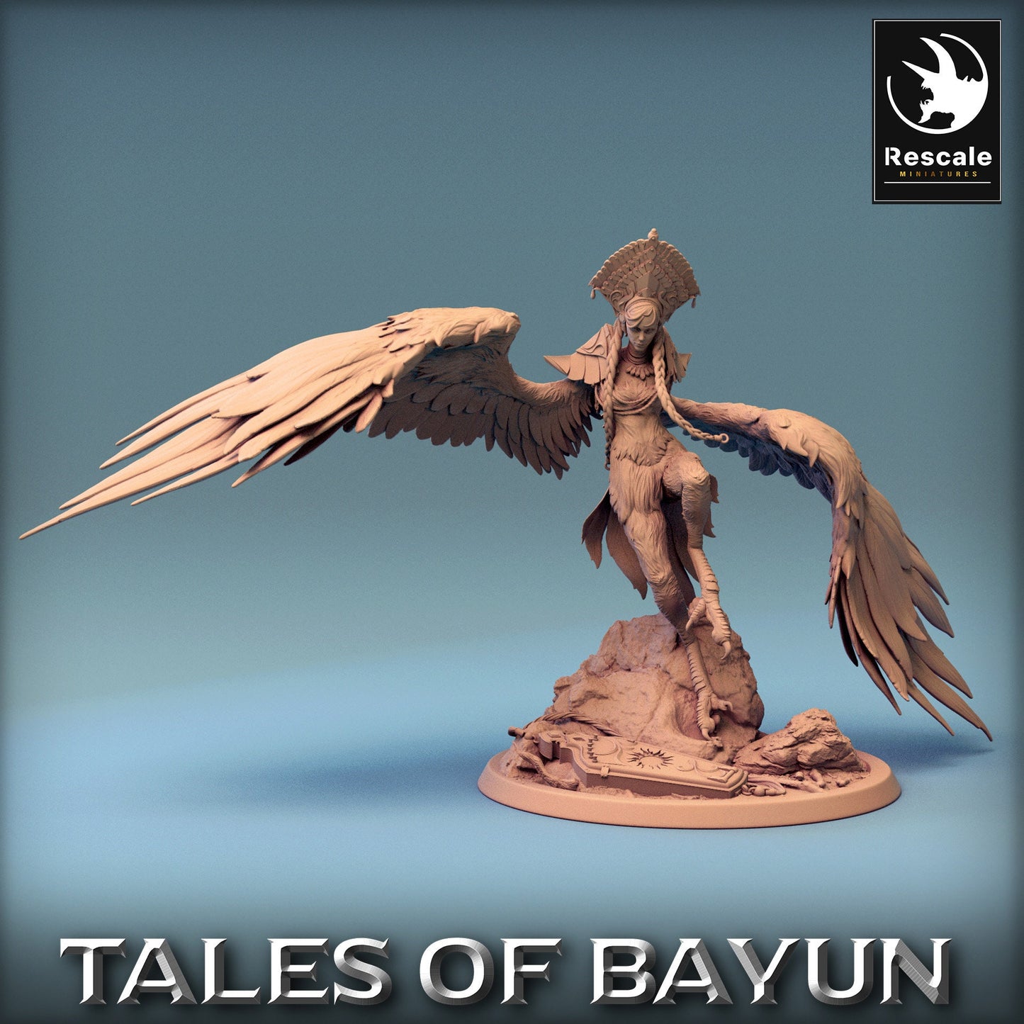 Bayun Harpie with Helmet Slide | Rescale Miniatures | Compatible with D&D/AoS | Fantasy | Tabletop RPG