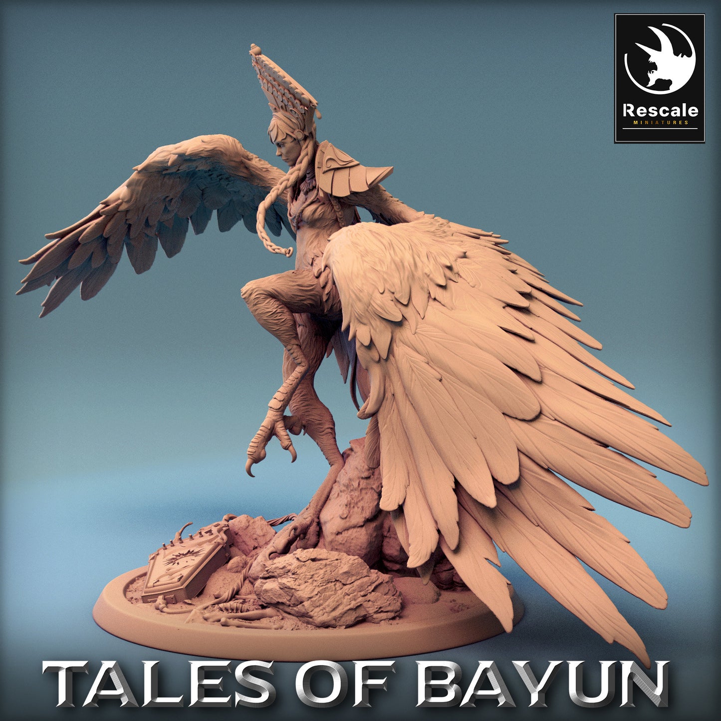 Bayun Harpie with Helmet Slide | Rescale Miniatures | Compatible with D&D/AoS | Fantasy | Tabletop RPG