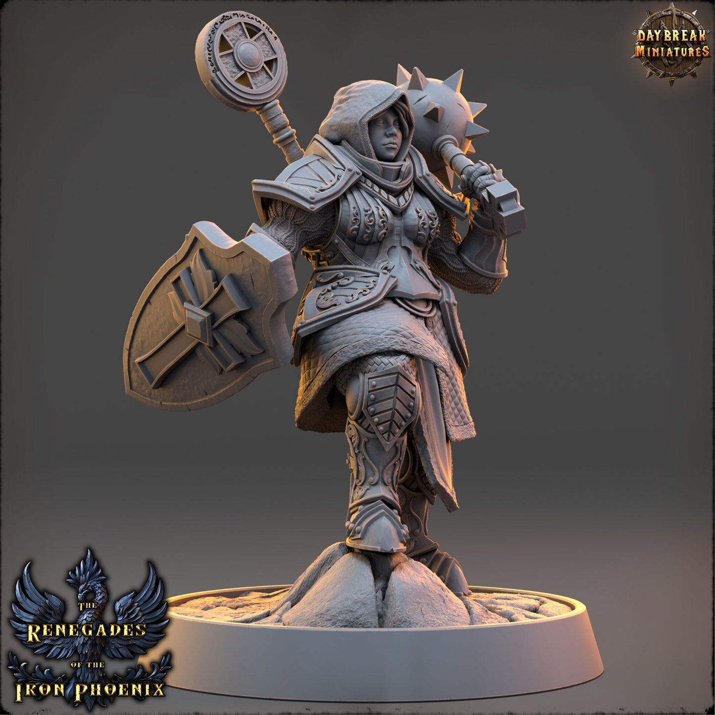 Female Paladin Odile | DayBreak Miniatures | Compatible with D&D/AOS | Fantasy | Tabletop