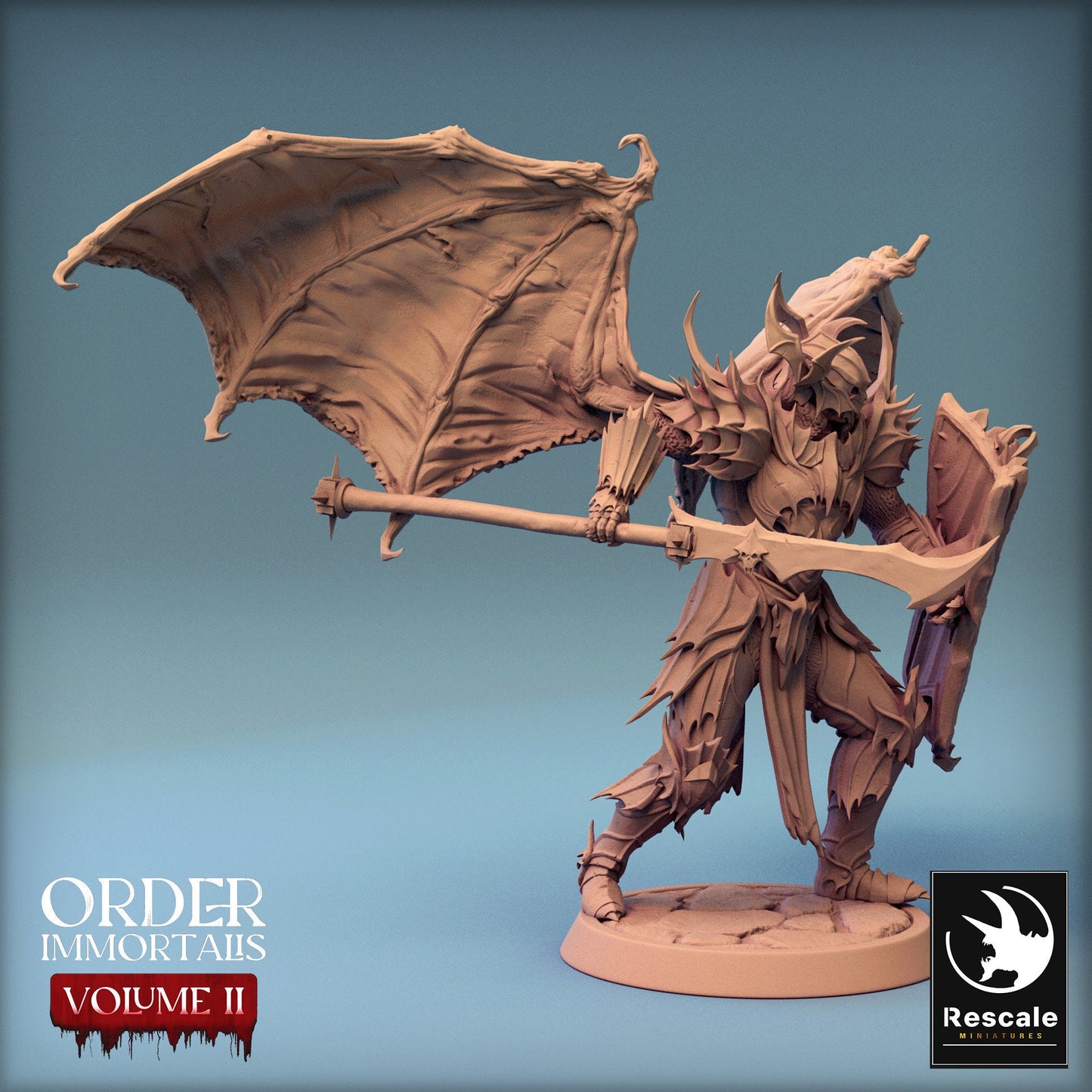 Immortalis Draven Full Armor Lance Shield and Wings | Rescale Miniatures | Compatible with D&D/AoS | Fantasy | Tabletop RPG