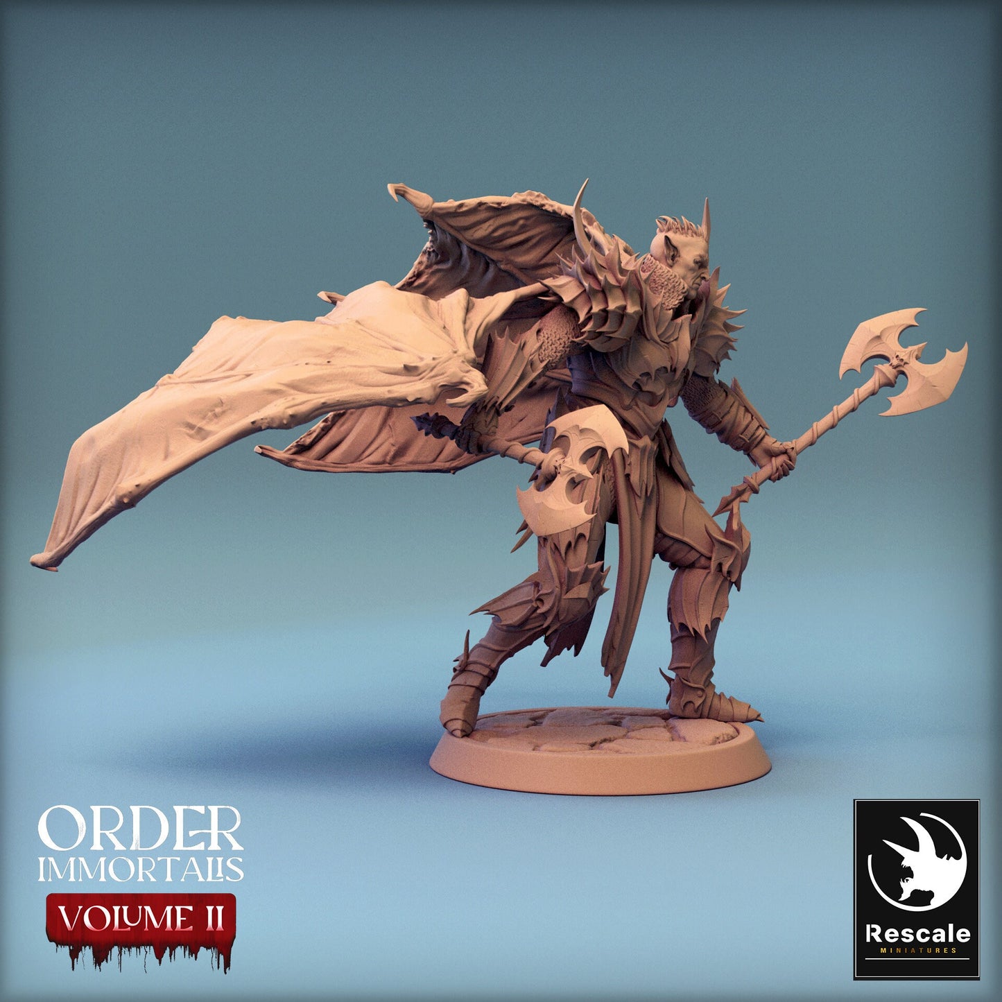 Immortalis Draven Dual Wield Axes and Wings | Rescale Miniatures | Compatible with D&D/AoS | Fantasy | Tabletop RPG