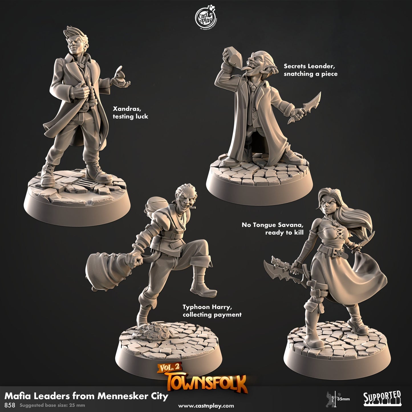 Mafia Leaders from Mennesker City | CastnPlay | Compatible with D&D/AoS | Fantasy | Tabletop RPG
