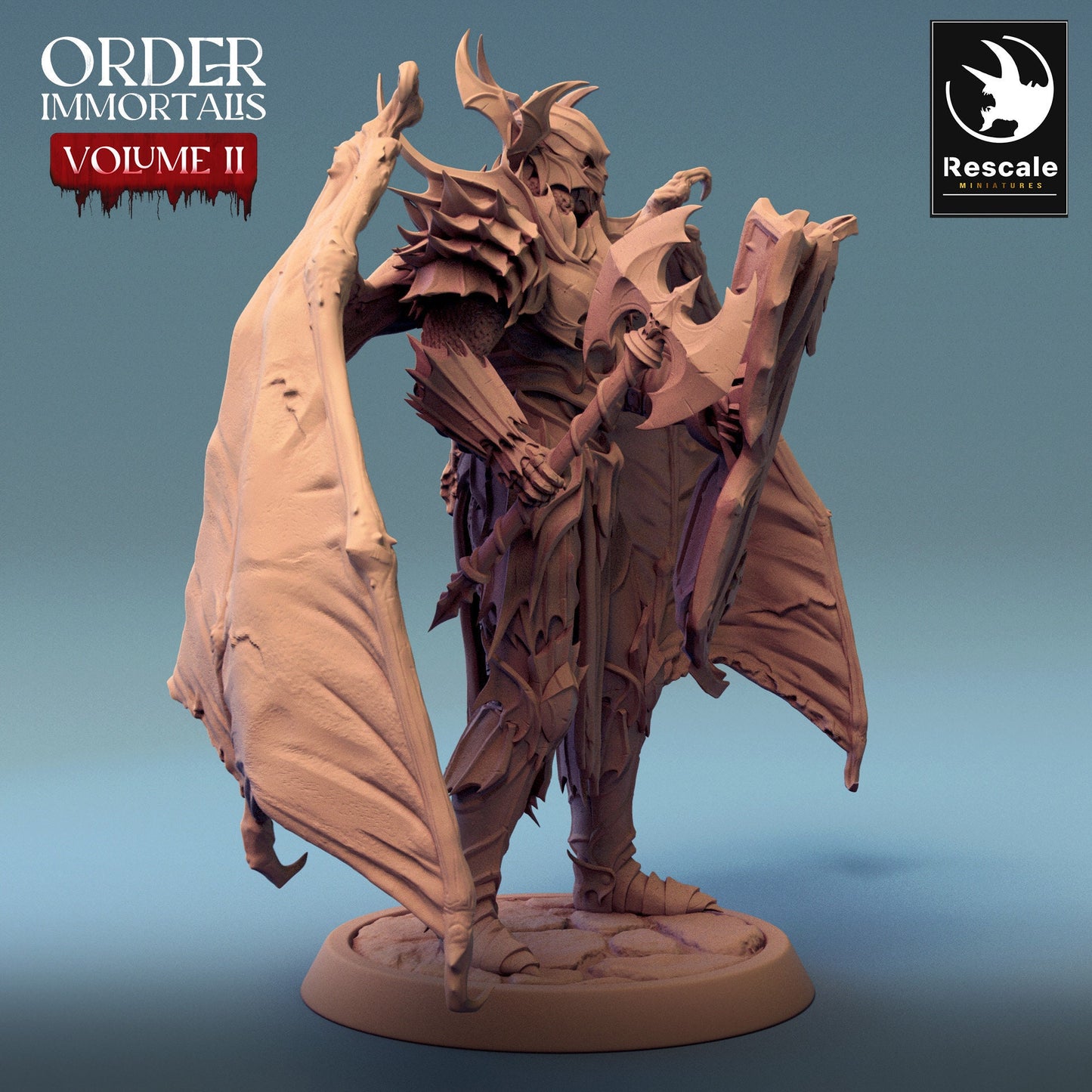 Immortalis Draven Full Armor Stand with Wings | Rescale Miniatures | Compatible with D&D/AoS | Fantasy | Tabletop RPG