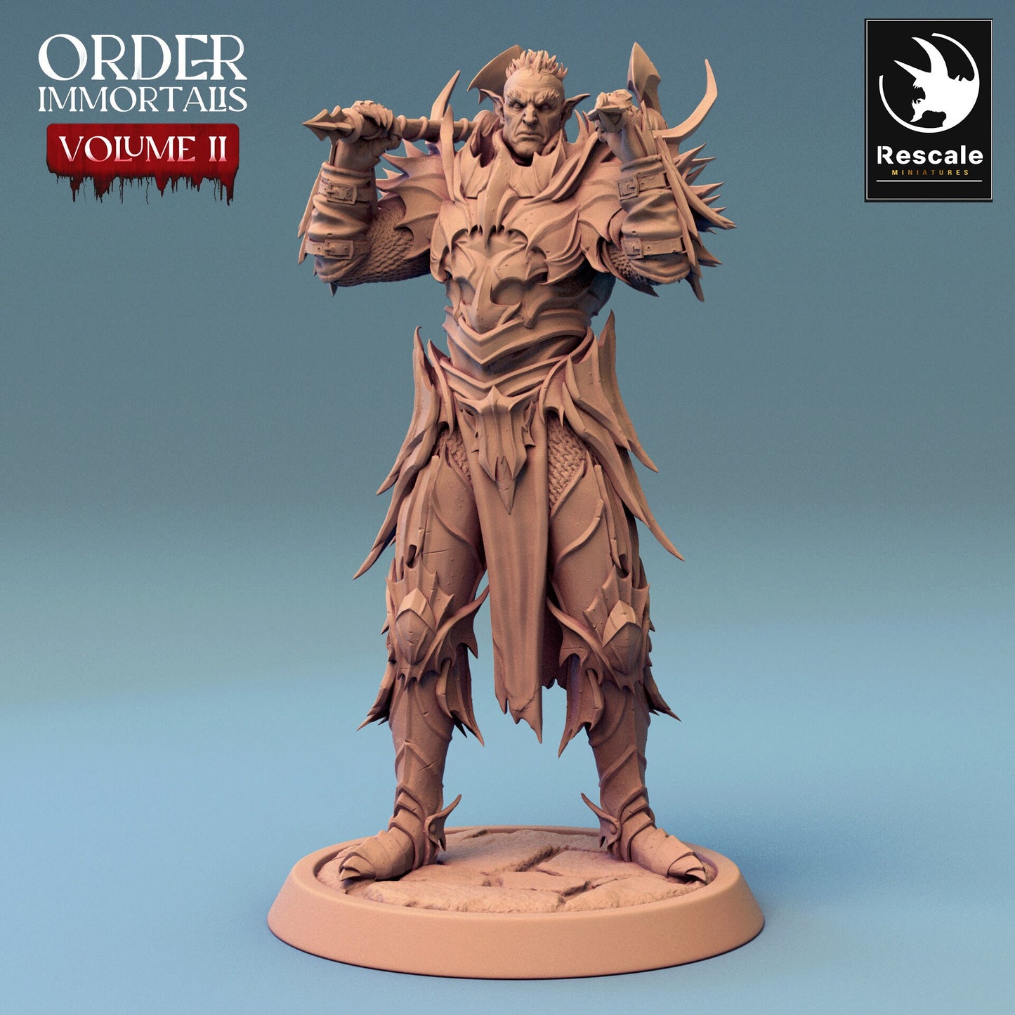 Immortalis Draven Stand with Dual Axes | Rescale Miniatures | Compatible with D&D/AoS | Fantasy | Tabletop RPG