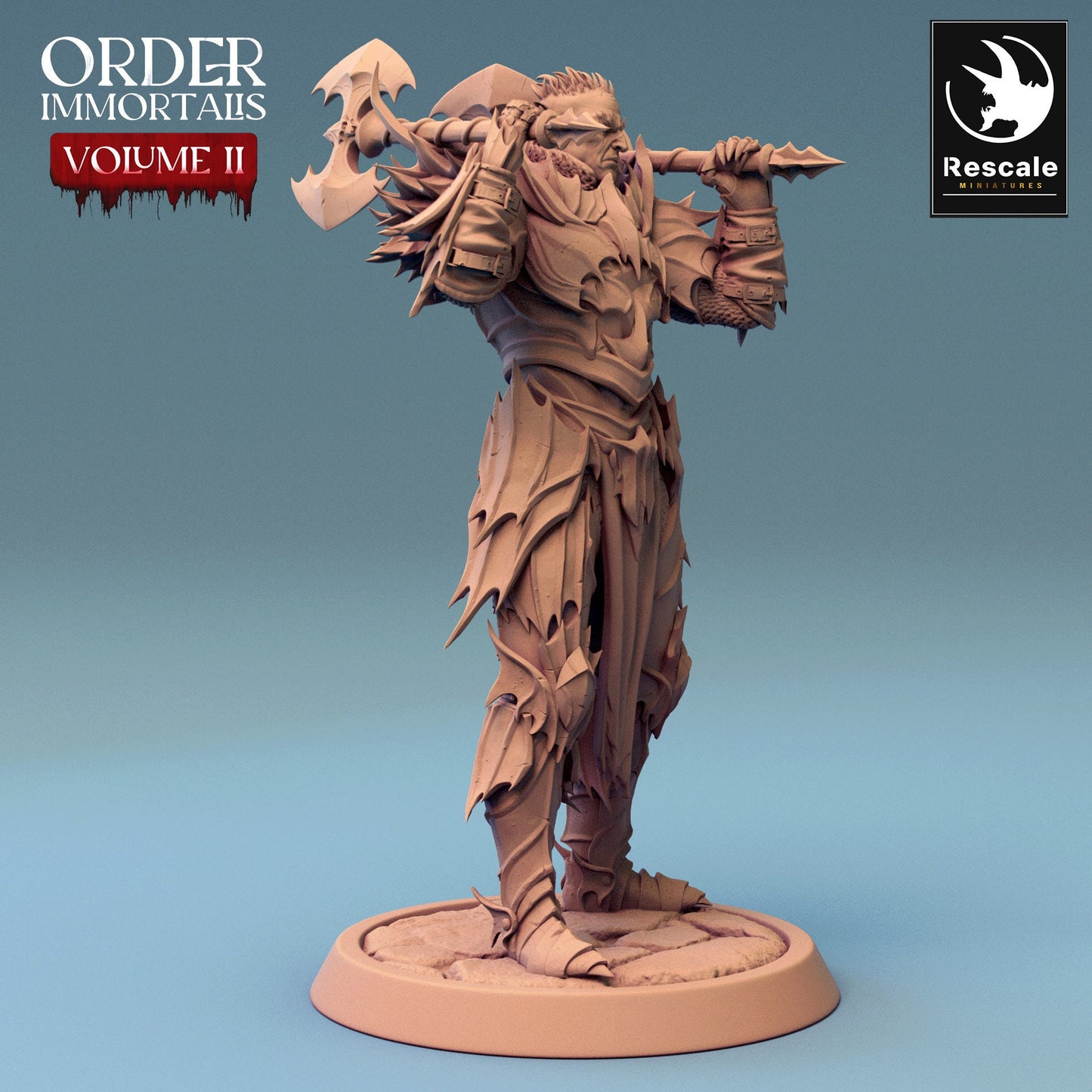 Immortalis Draven Stand with Dual Axes | Rescale Miniatures | Compatible with D&D/AoS | Fantasy | Tabletop RPG