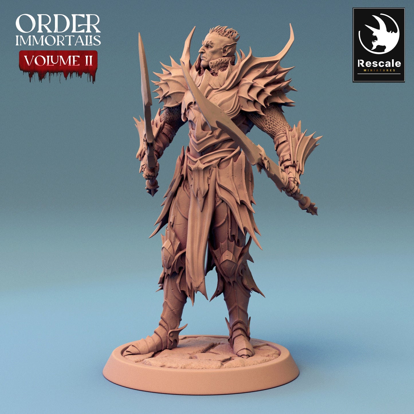 Immortalis Draven Stand with Dual Swords | Rescale Miniatures | Compatible with D&D/AoS | Fantasy | Tabletop RPG