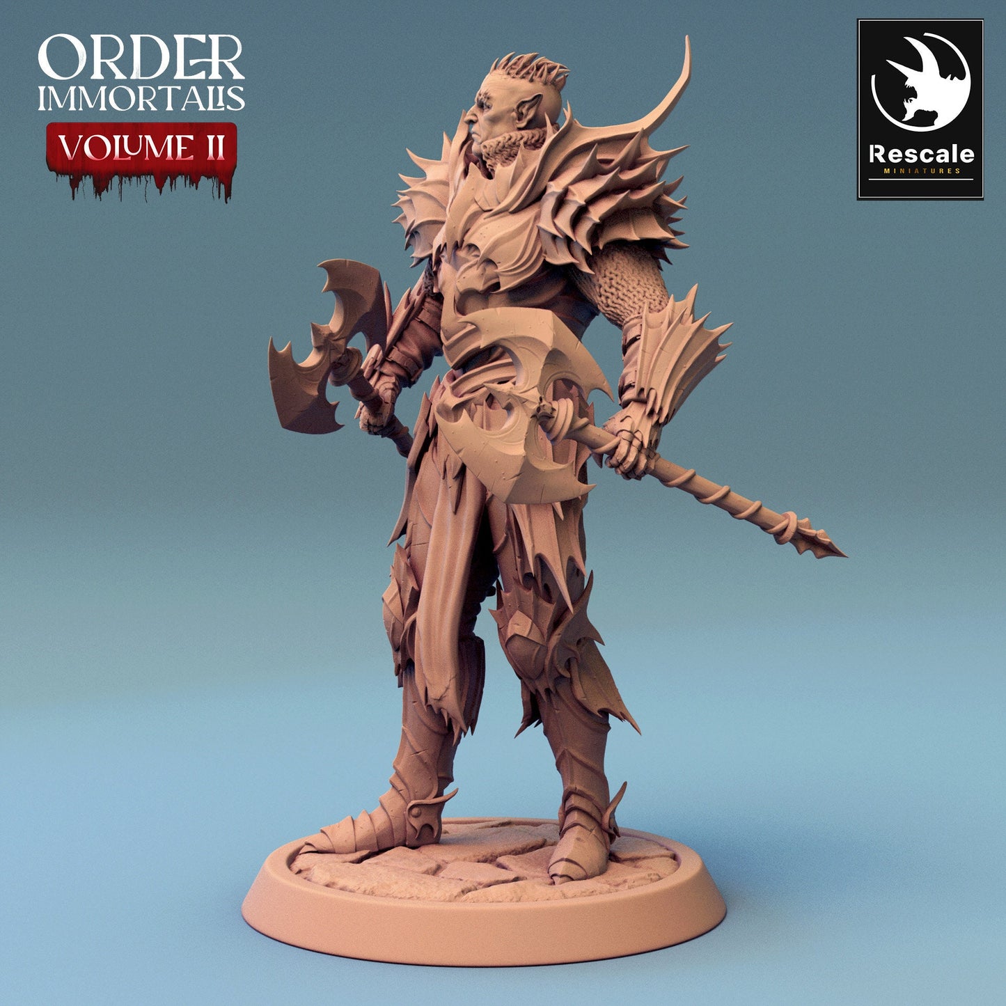Immortalis Draven Stand with Twin Axes | Rescale Miniatures | Compatible with D&D/AoS | Fantasy | Tabletop RPG