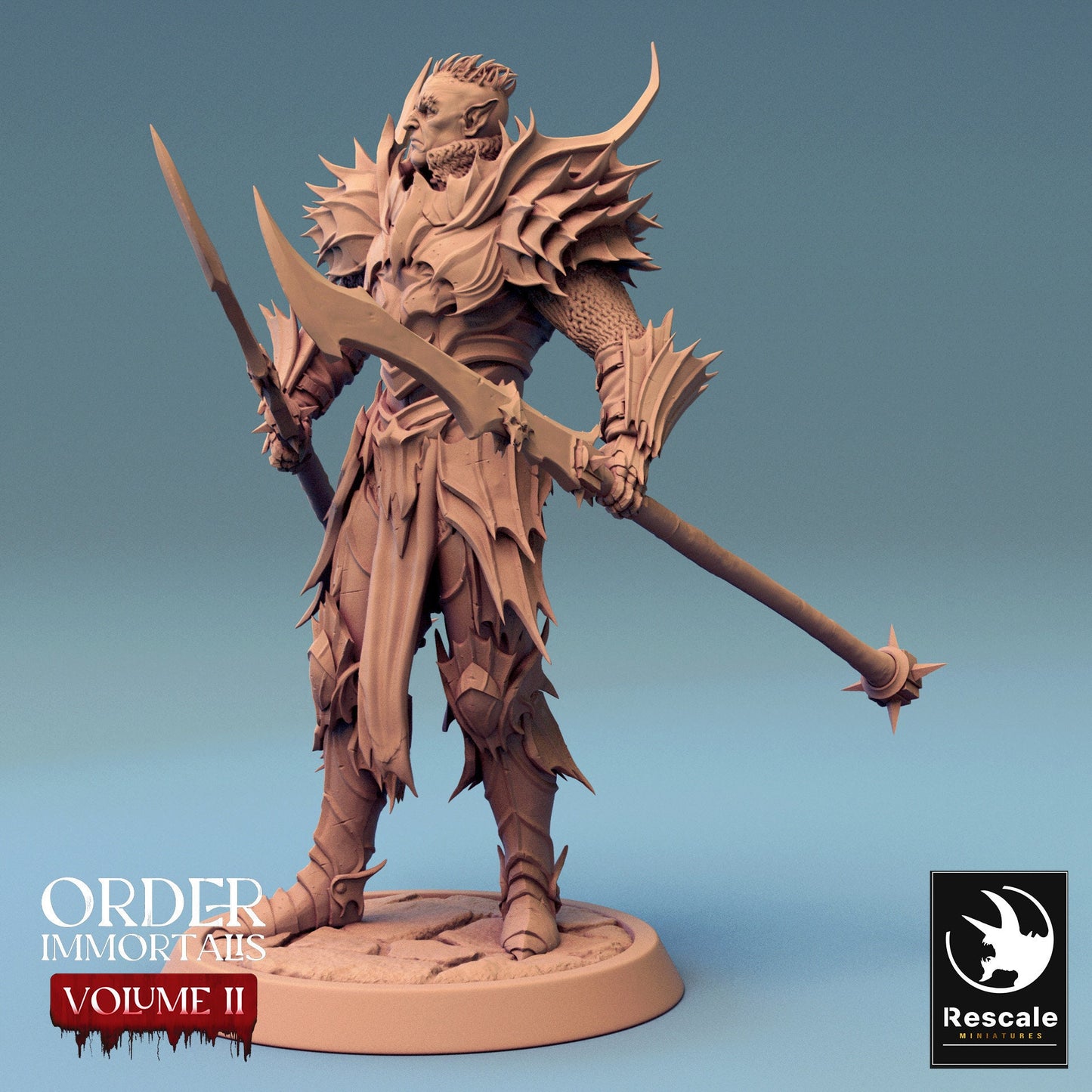 Immortalis Draven Stand with Dual Lances | Rescale Miniatures | Compatible with D&D/AoS | Fantasy | Tabletop RPG