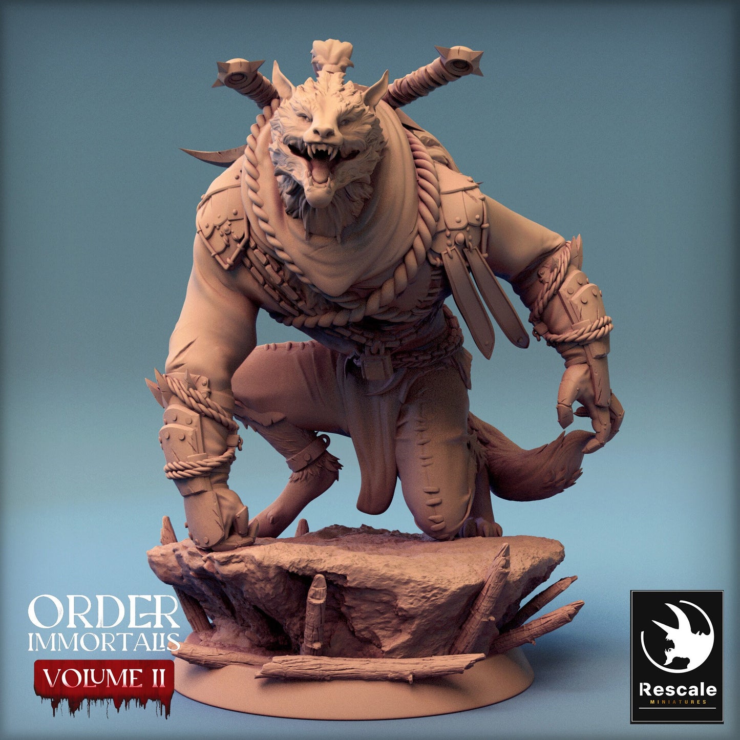 Immortalis Werewolf Chief | Rescale Miniatures | Compatible with D&D/AoS | Fantasy | Tabletop RPG