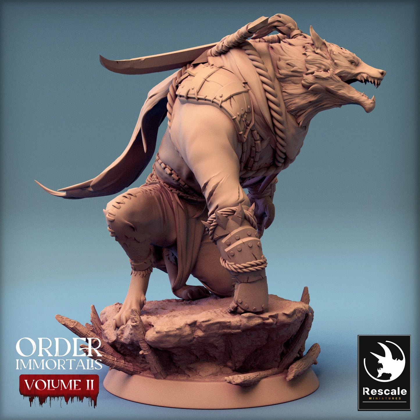 Immortalis Werewolf Chief | Rescale Miniatures | Compatible with D&D/AoS | Fantasy | Tabletop RPG