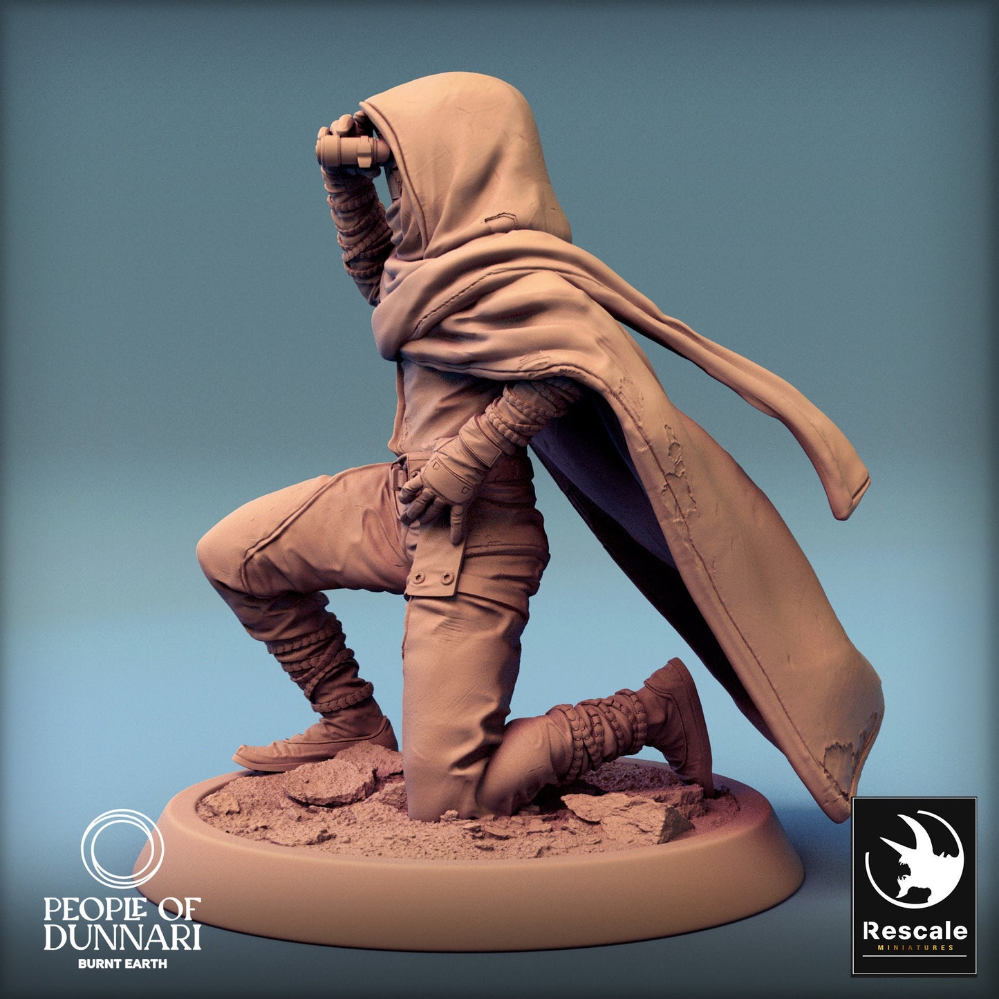 Dunnari Sandweaver Sit with Cloak | Rescale Miniatures | Compatible with D&D/AoS | Fantasy | Tabletop RPG