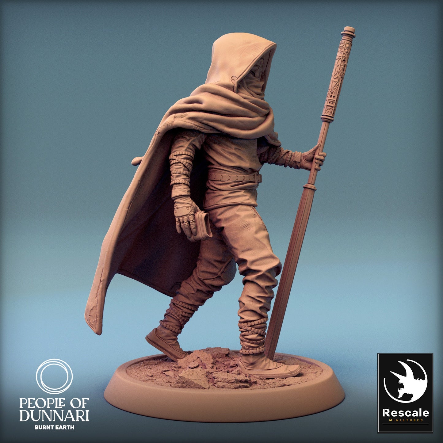 Dunnari Sandweaver Walk with Cloak | Rescale Miniatures | Compatible with D&D/AoS | Fantasy | Tabletop RPG