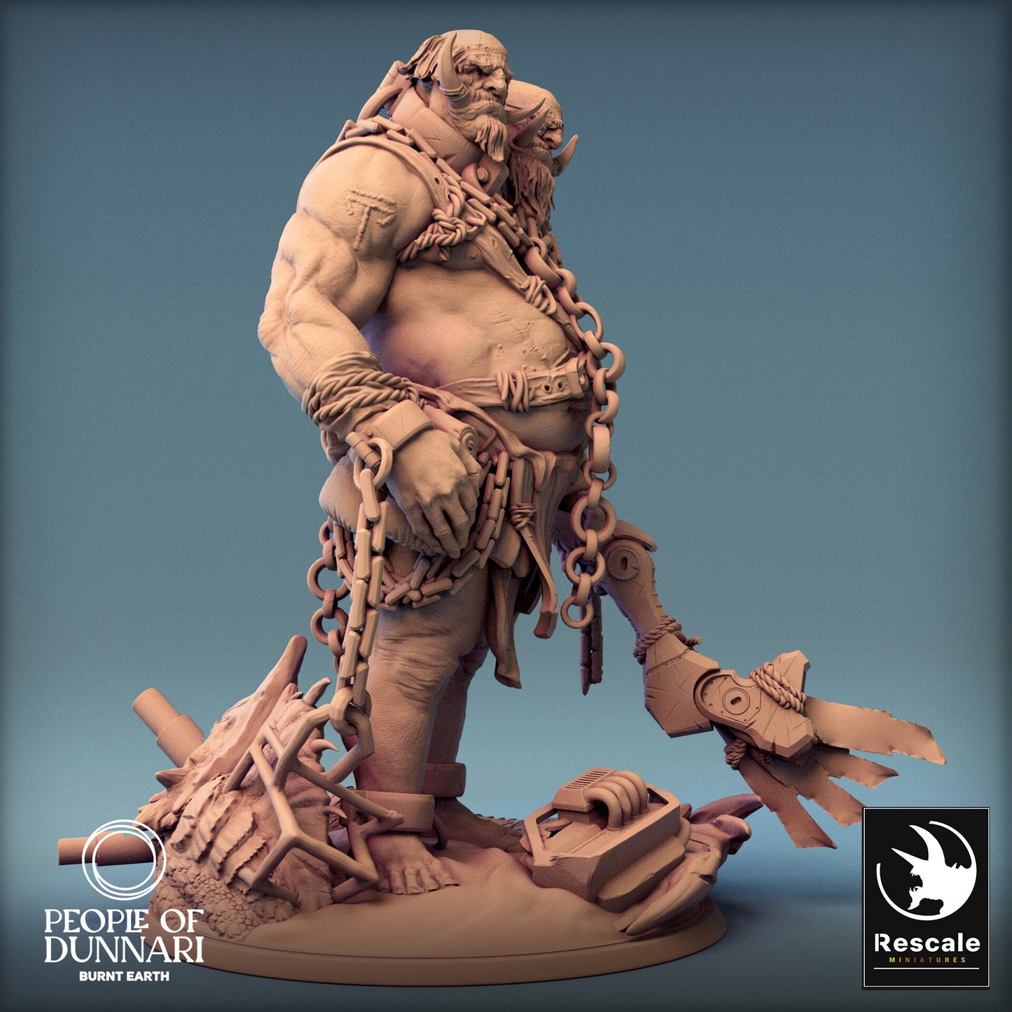 Dunnari Sand Ettin Stand | Rescale Miniatures | Compatible with D&D/AoS | Fantasy | Tabletop RPG