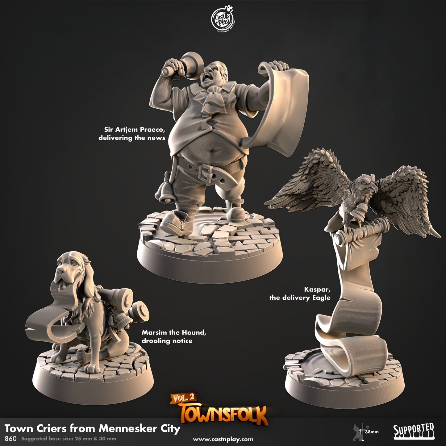 Town Criers from Mennesker City | CastnPlay | Compatible with D&D/AoS | Fantasy | Tabletop RPG