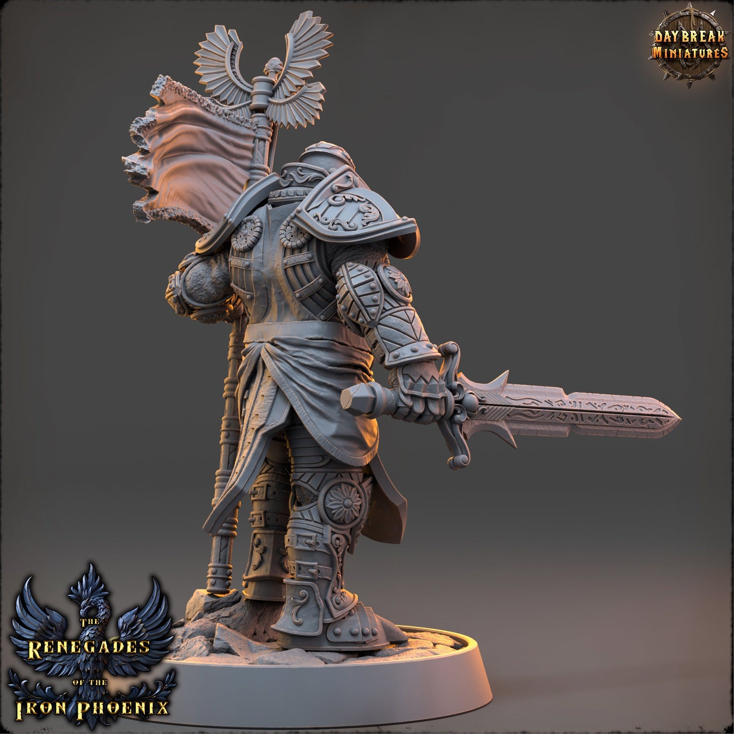 Knight Banner Bearer Capitaine | DayBreak Miniatures | Compatible with D&D/AOS | Fantasy | Tabletop