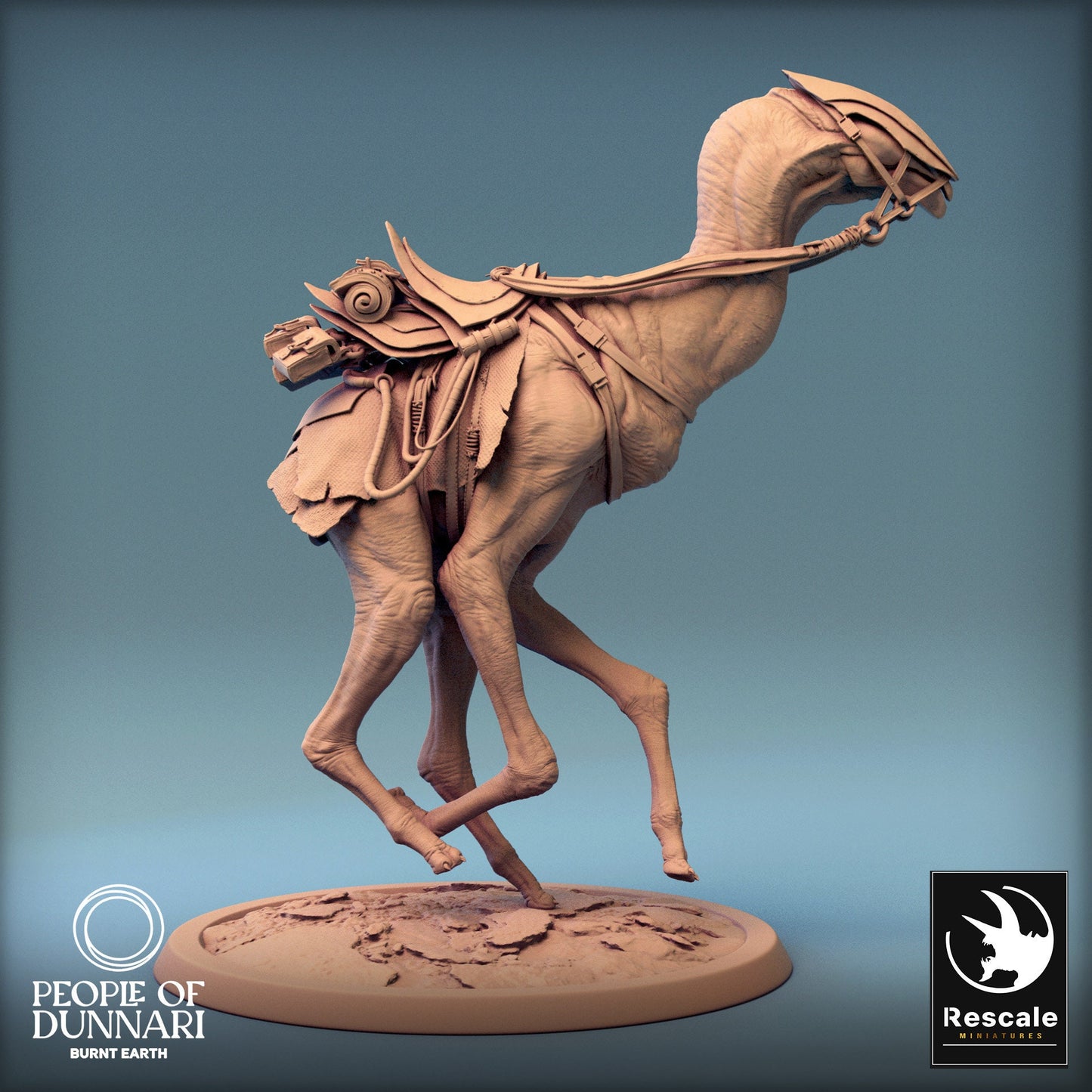 Dunnari Sand Stepper Gallop Saddled | Rescale Miniatures | Compatible with D&D/AoS | Fantasy | Tabletop RPG