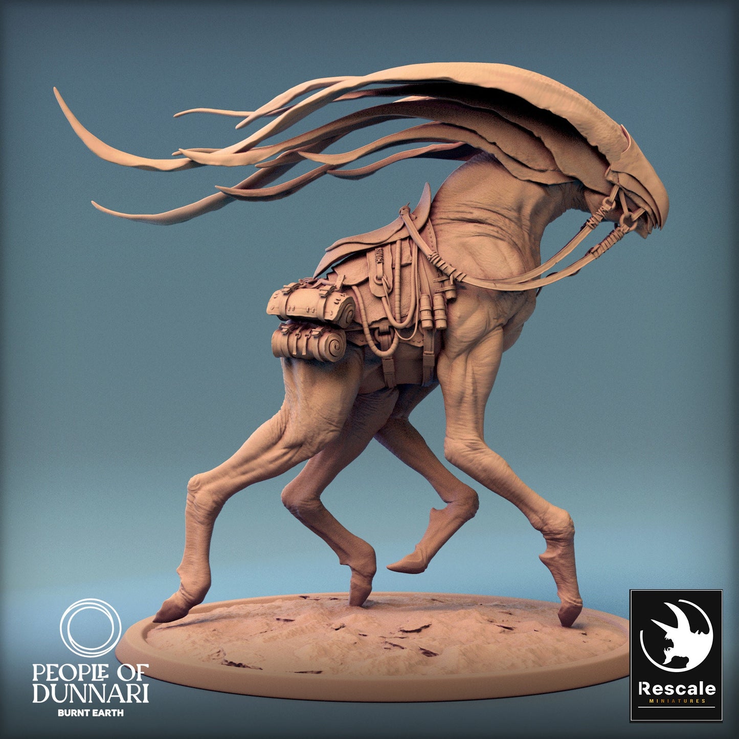 Dunnari Wind Glide Walk Saddled | Rescale Miniatures | Compatible with D&D/AoS | Fantasy | Tabletop RPG