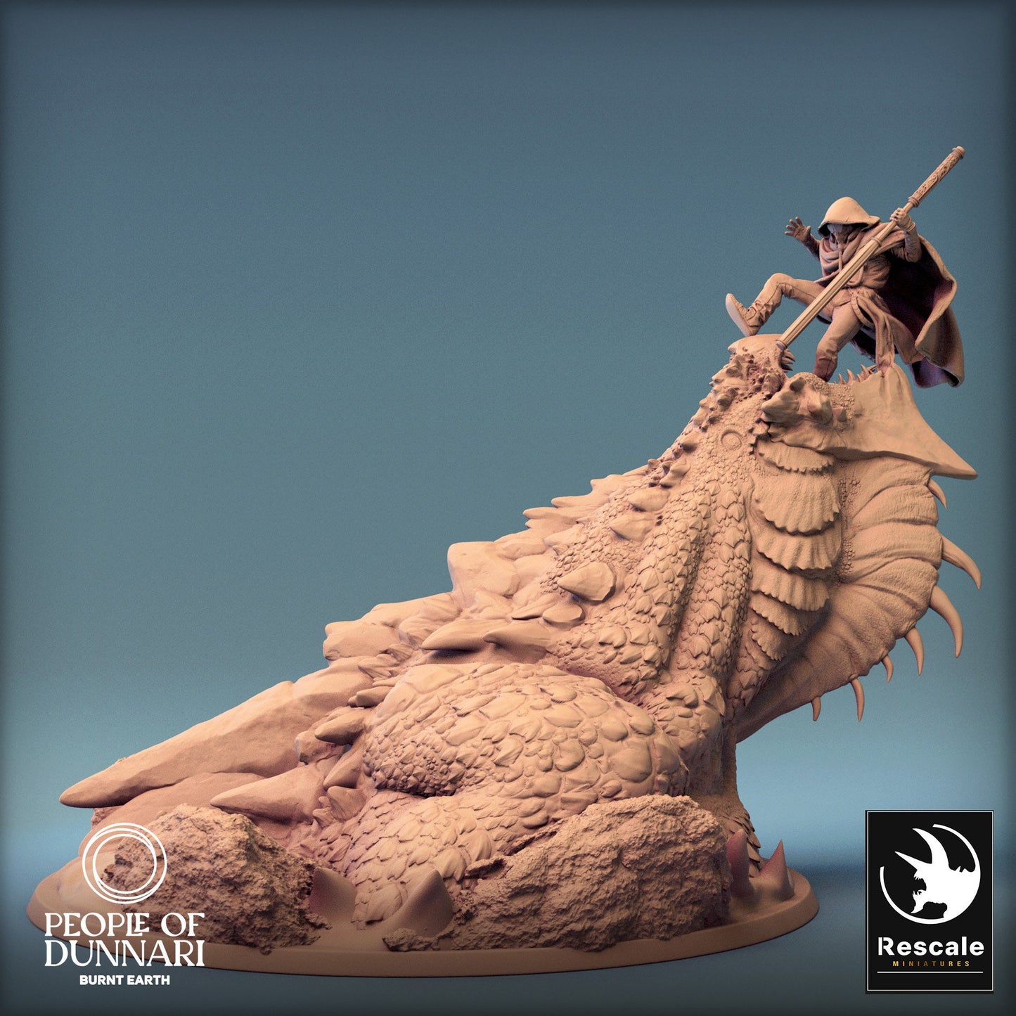 Dunnari Sand Wyvern Jump with Prey | Rescale Miniatures | Compatible with D&D/AoS | Fantasy | Tabletop RPG