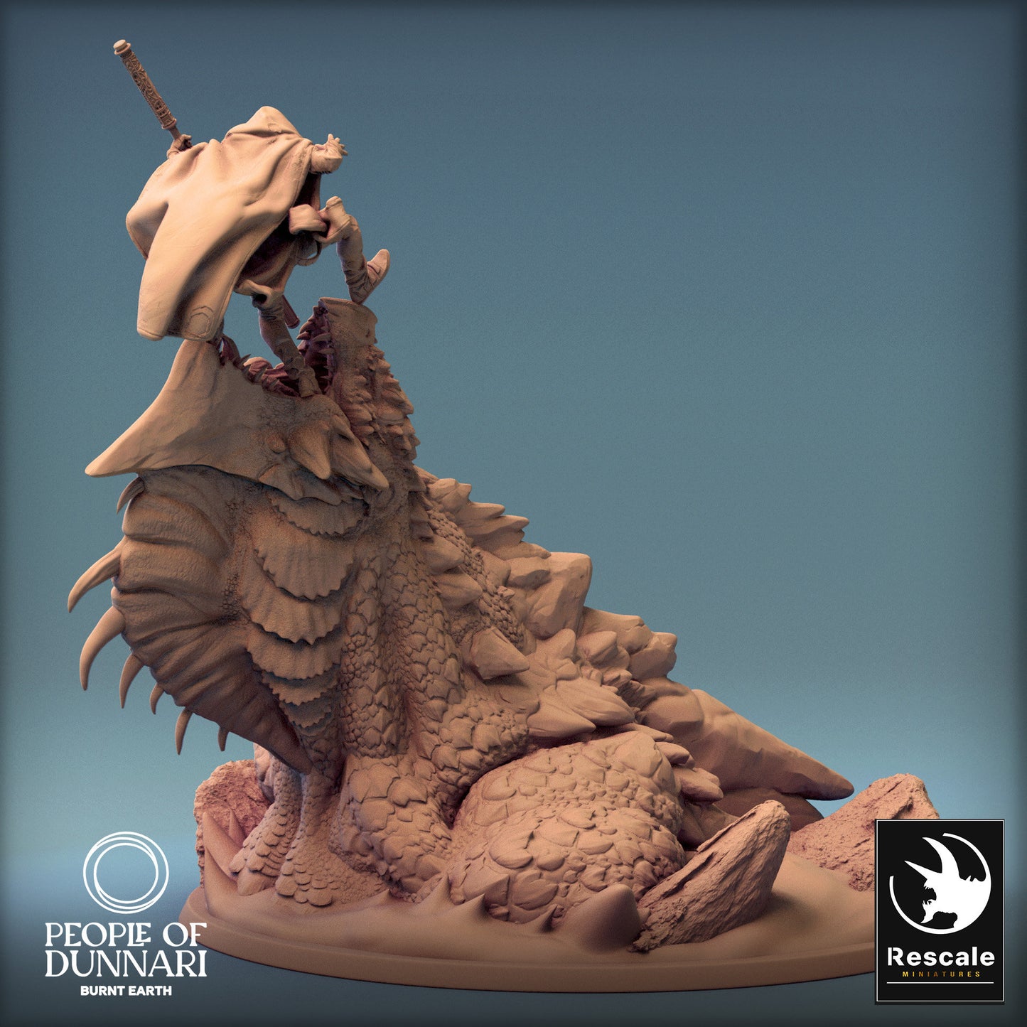 Dunnari Sand Wyvern Jump with Prey | Rescale Miniatures | Compatible with D&D/AoS | Fantasy | Tabletop RPG