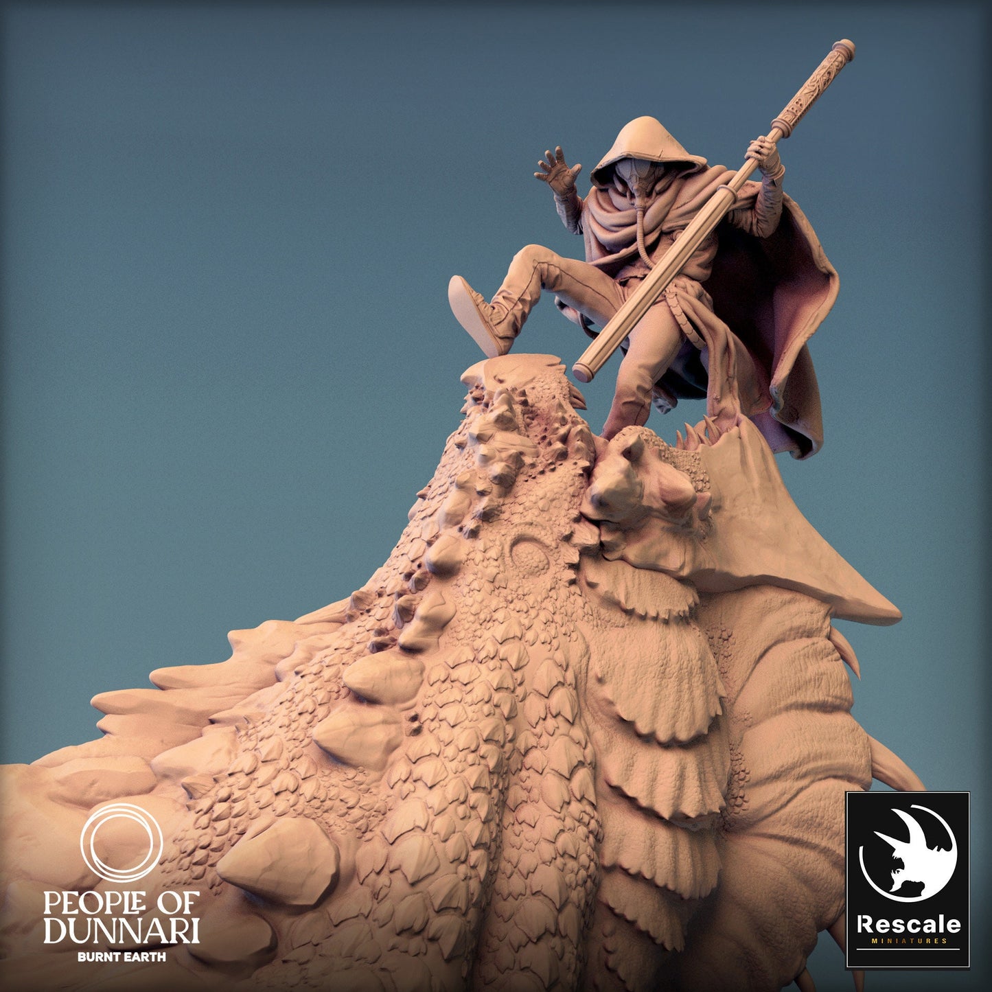 Dunnari Sand Wyvern Jump with Prey | Rescale Miniatures | Compatible with D&D/AoS | Fantasy | Tabletop RPG
