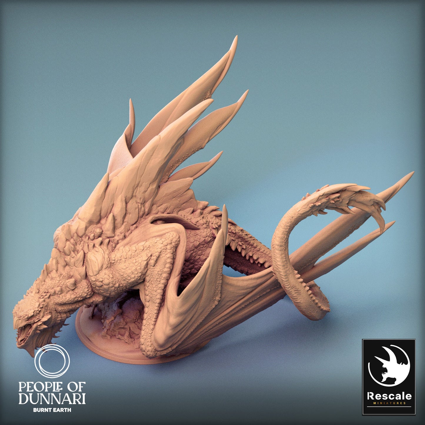 Dunnari Sand Wyvern Stand with Prey | Rescale Miniatures | Compatible with D&D/AoS | Fantasy | Tabletop RPG