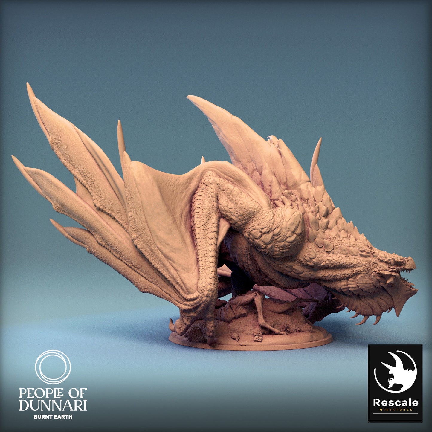 Dunnari Sand Wyvern Stand with Prey | Rescale Miniatures | Compatible with D&D/AoS | Fantasy | Tabletop RPG