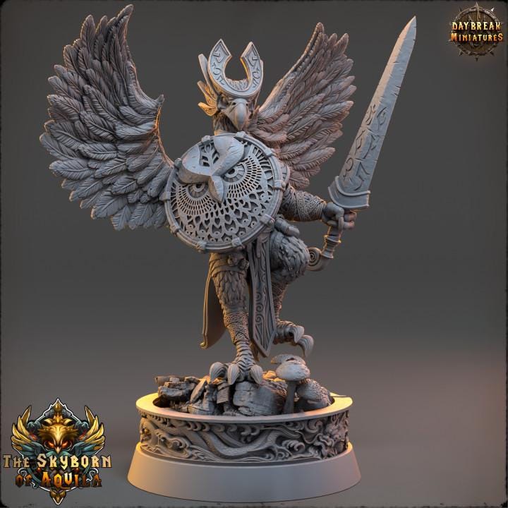 Birdfolk Knight Jaspis | DayBreak Miniatures | Compatible with D&D/AOS | Fantasy | Tabletop