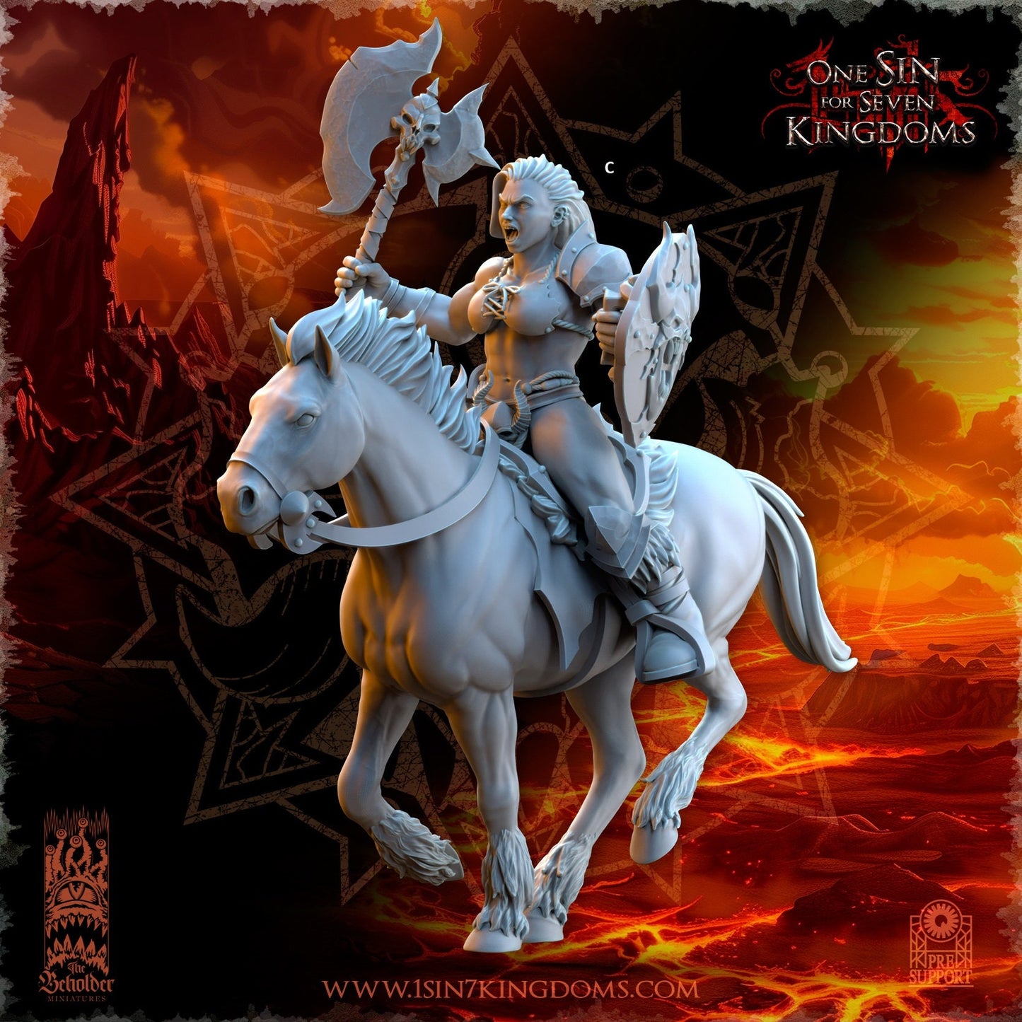 Realms of Mayhem Barbarian Rider | The Beholder Miniatures | Compatible with D&D/AoS | Fantasy | Tabletop RPG