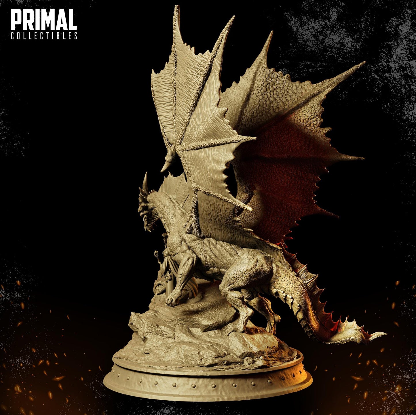 Mighty Dragon with Mage and Knight Diorama | Primal Collectibles | Compatible with D&D/AoS | Fantasy
