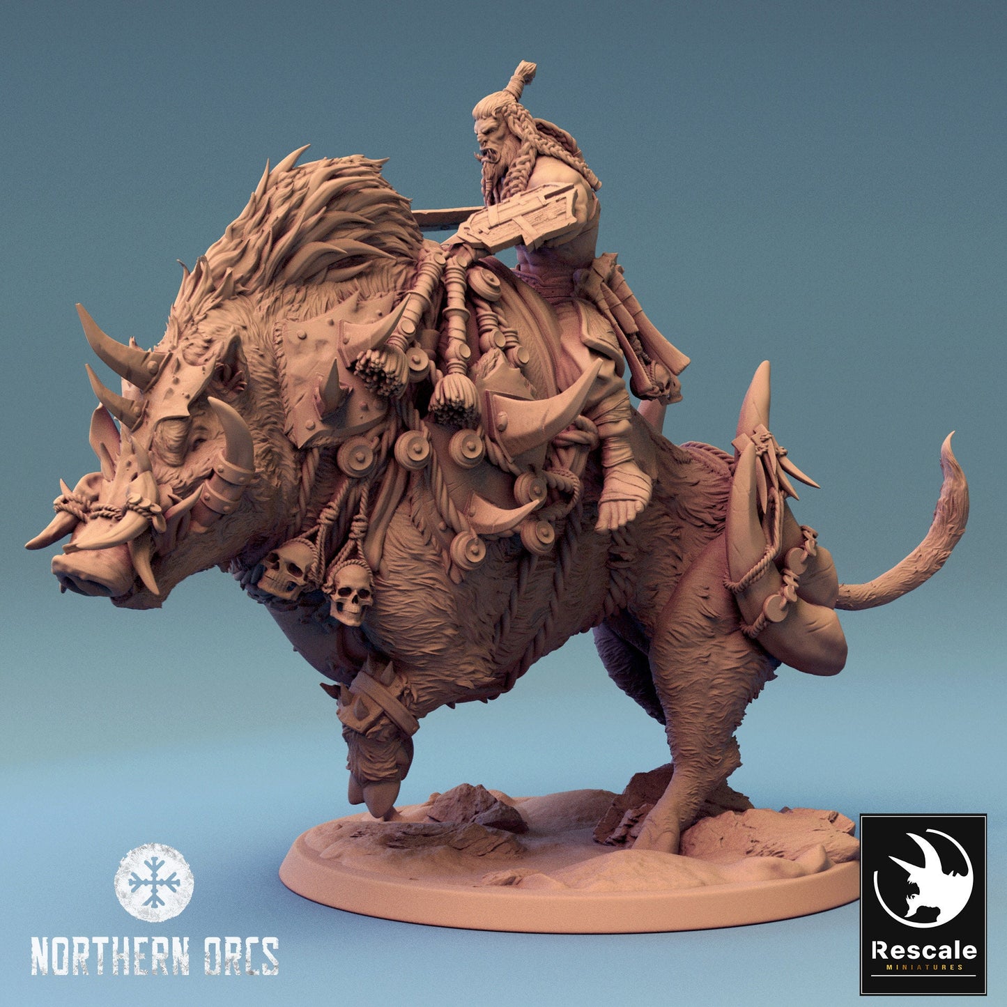 Orc on Boar Charge | Rescale Miniatures | Compatible with D&D/AoS | Fantasy | Tabletop RPG