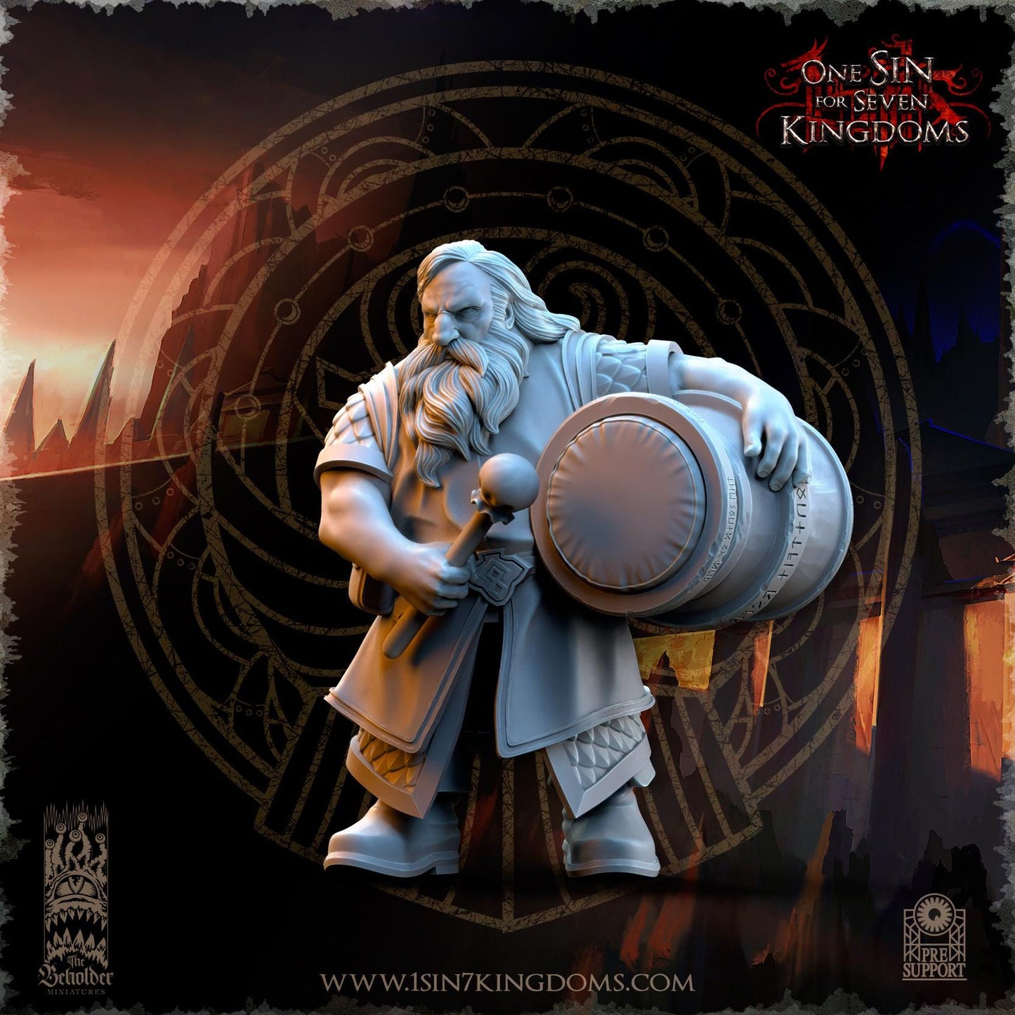 Dwarven Kingdoms Command Group | The Beholder Miniatures | Compatible with D&D/AoS | Fantasy | Tabletop RPG