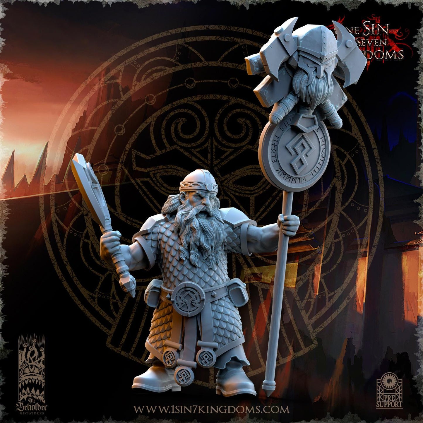 Dwarven Kingdoms Command Group | The Beholder Miniatures | Compatible with D&D/AoS | Fantasy | Tabletop RPG