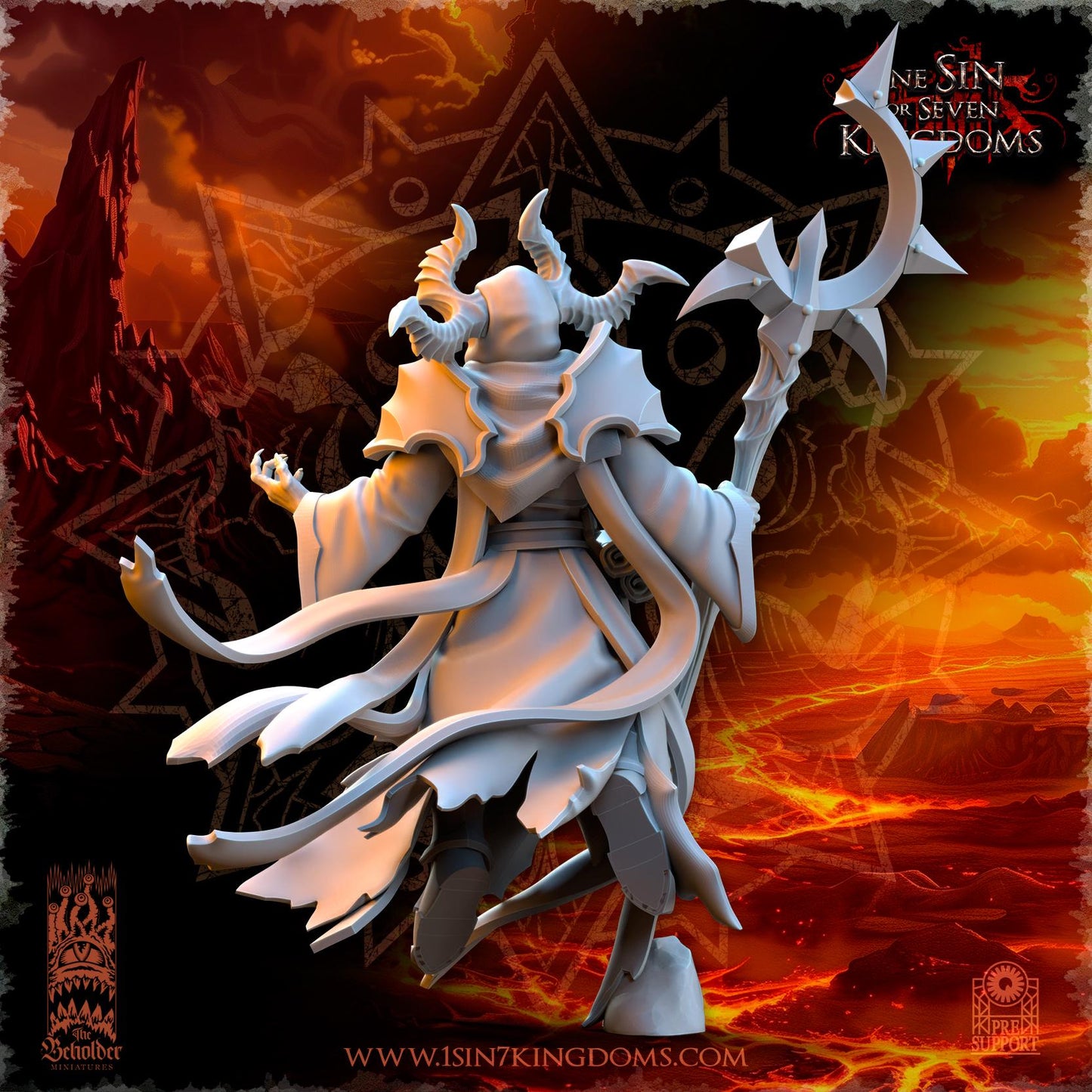 Realms of Mayhem Nihilgaard Dark Sorcerer | The Beholder Miniatures | Compatible with D&D/AoS | Fantasy | Tabletop RPG