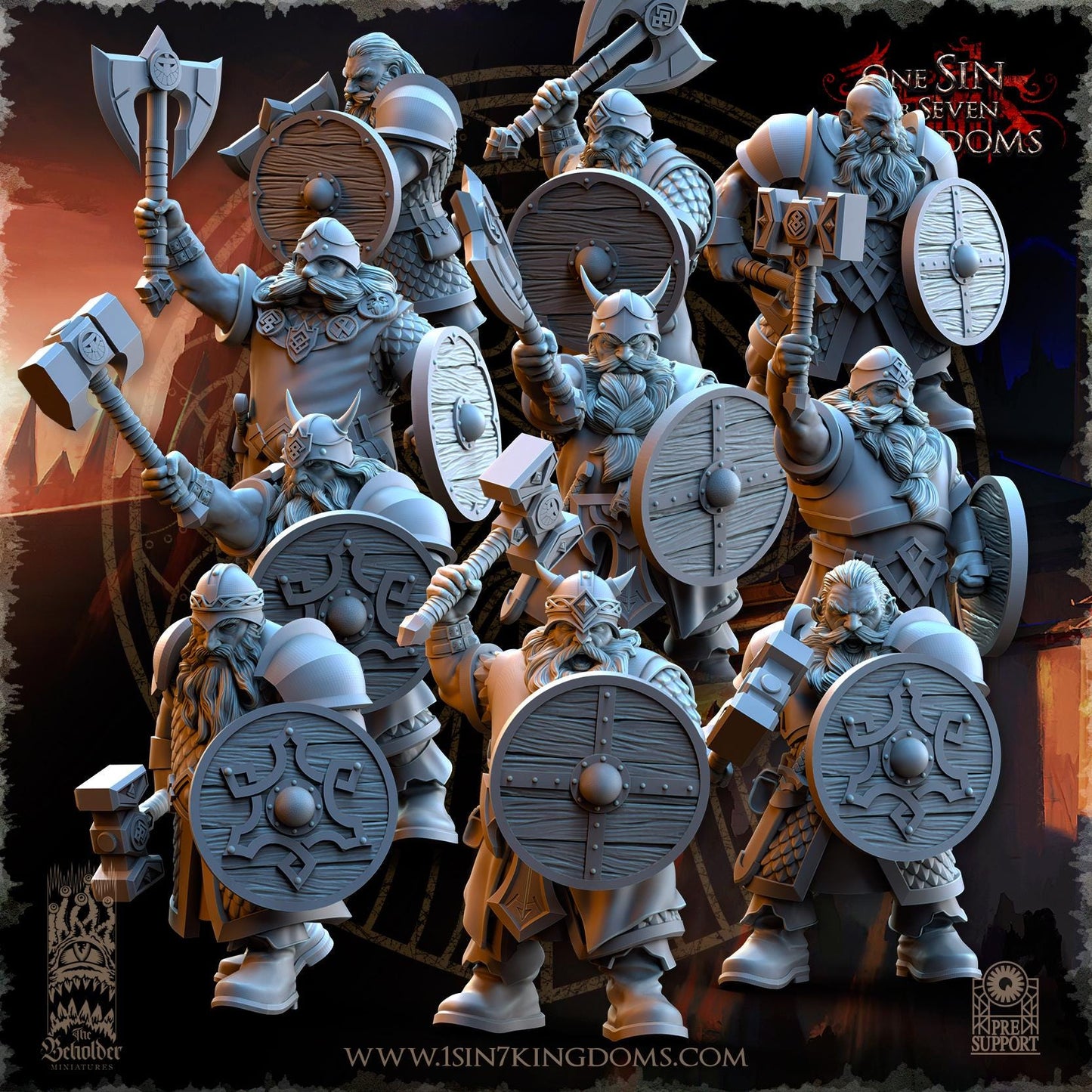 Dwarven Kingdoms Warriors Set | The Beholder Miniatures | Compatible with D&D/AoS | Fantasy | Tabletop RPG