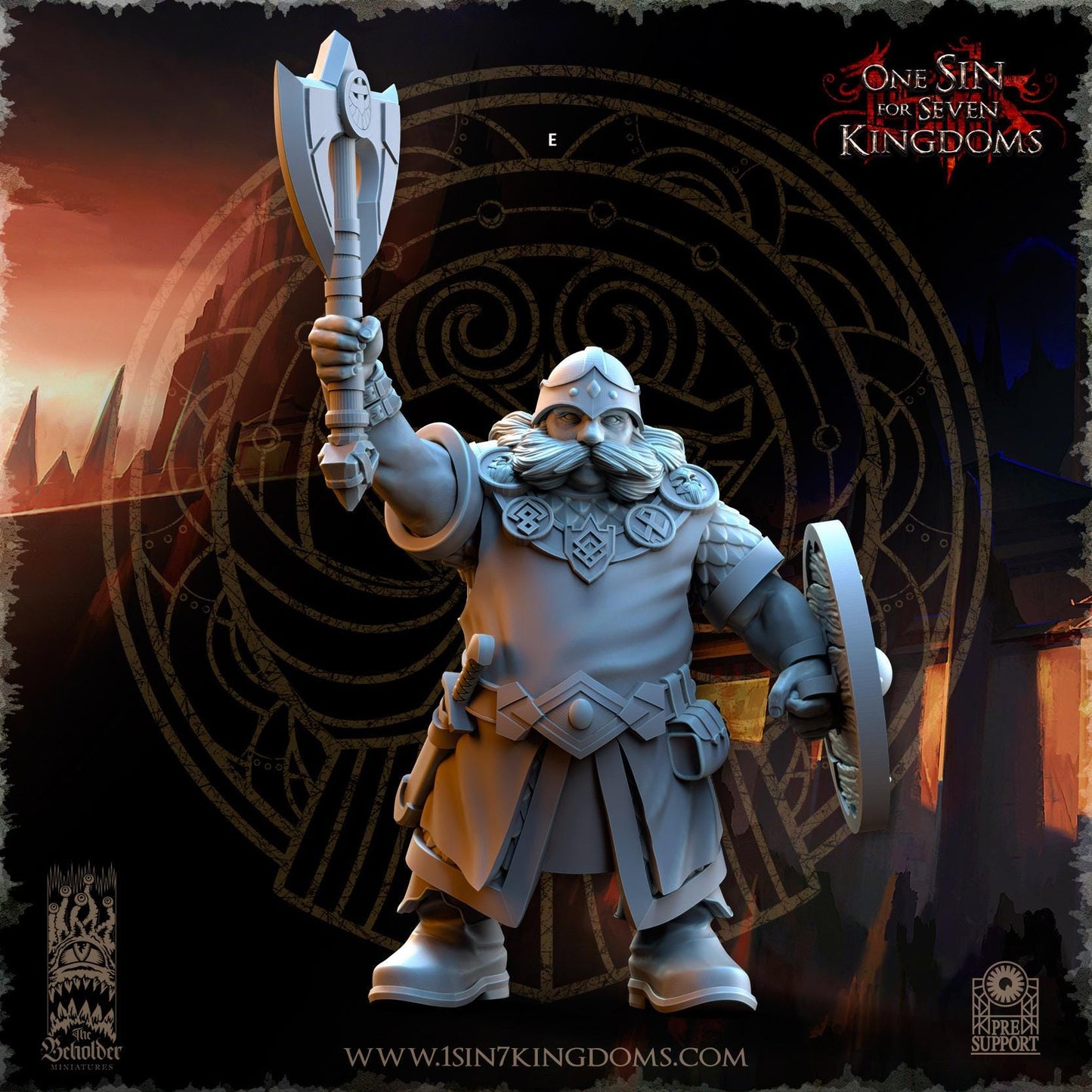 Dwarven Kingdoms Warrior | The Beholder Miniatures | Compatible with D&D/AoS | Fantasy | Tabletop RPG