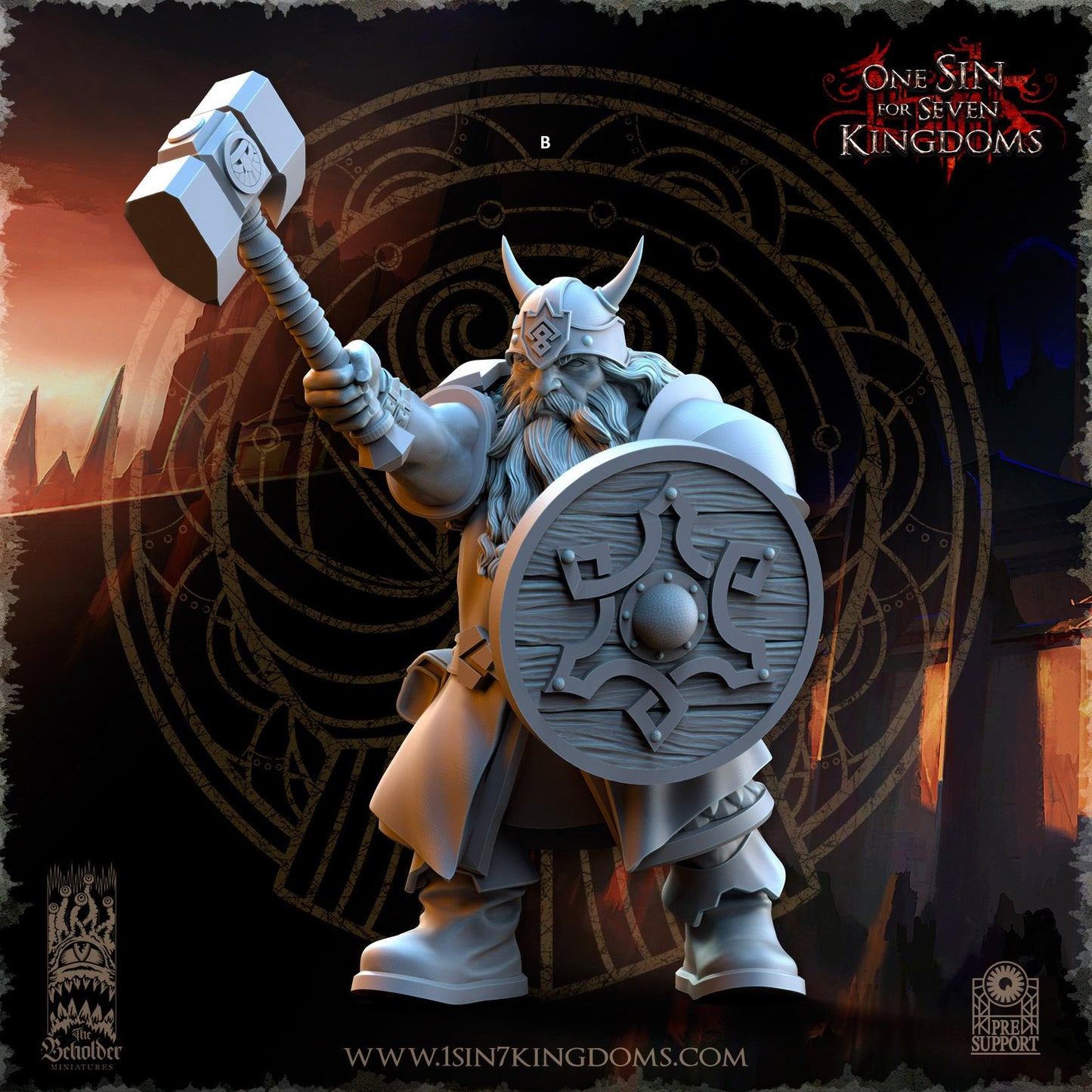 Dwarven Kingdoms Warrior | The Beholder Miniatures | Compatible with D&D/AoS | Fantasy | Tabletop RPG