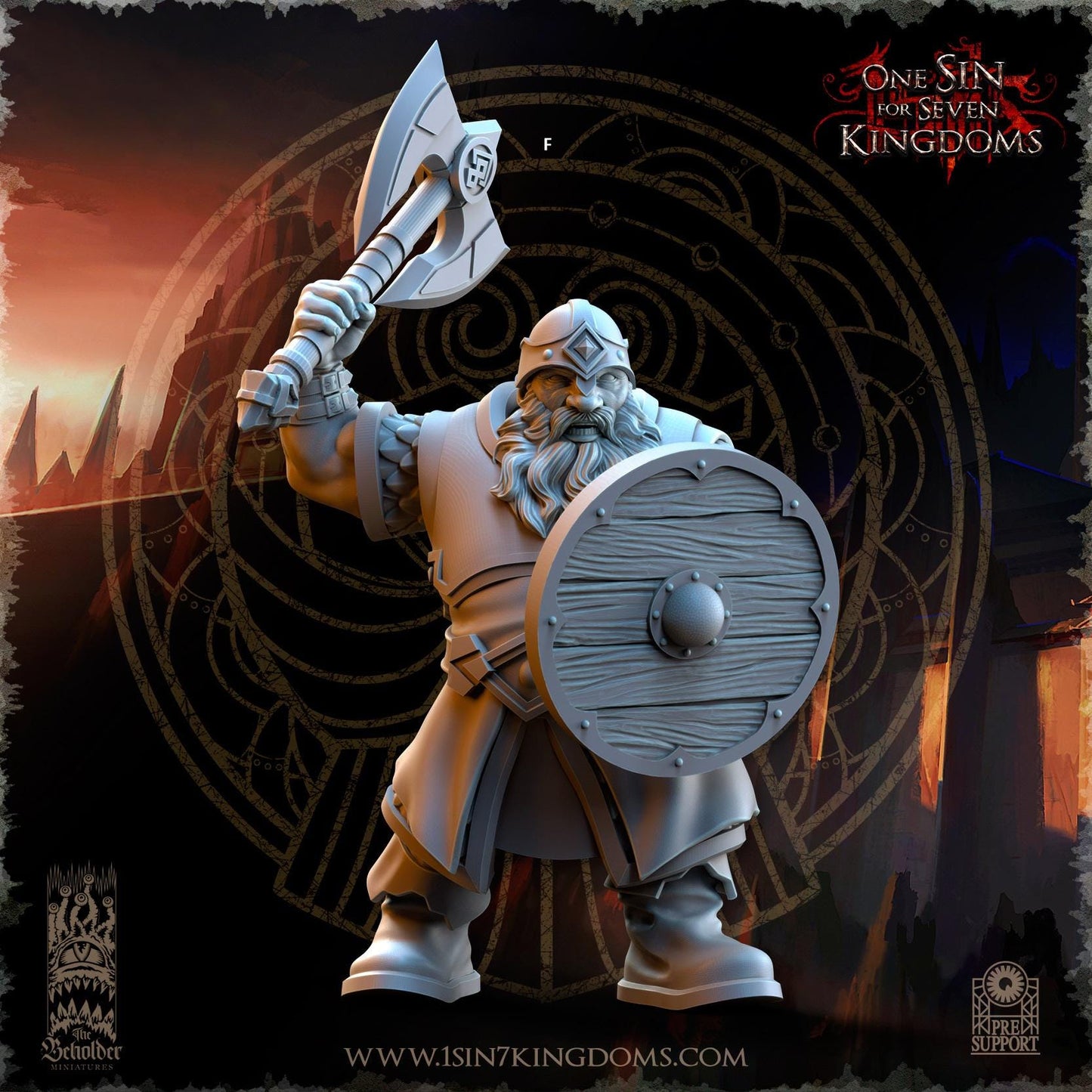 Dwarven Kingdoms Warrior | The Beholder Miniatures | Compatible with D&D/AoS | Fantasy | Tabletop RPG