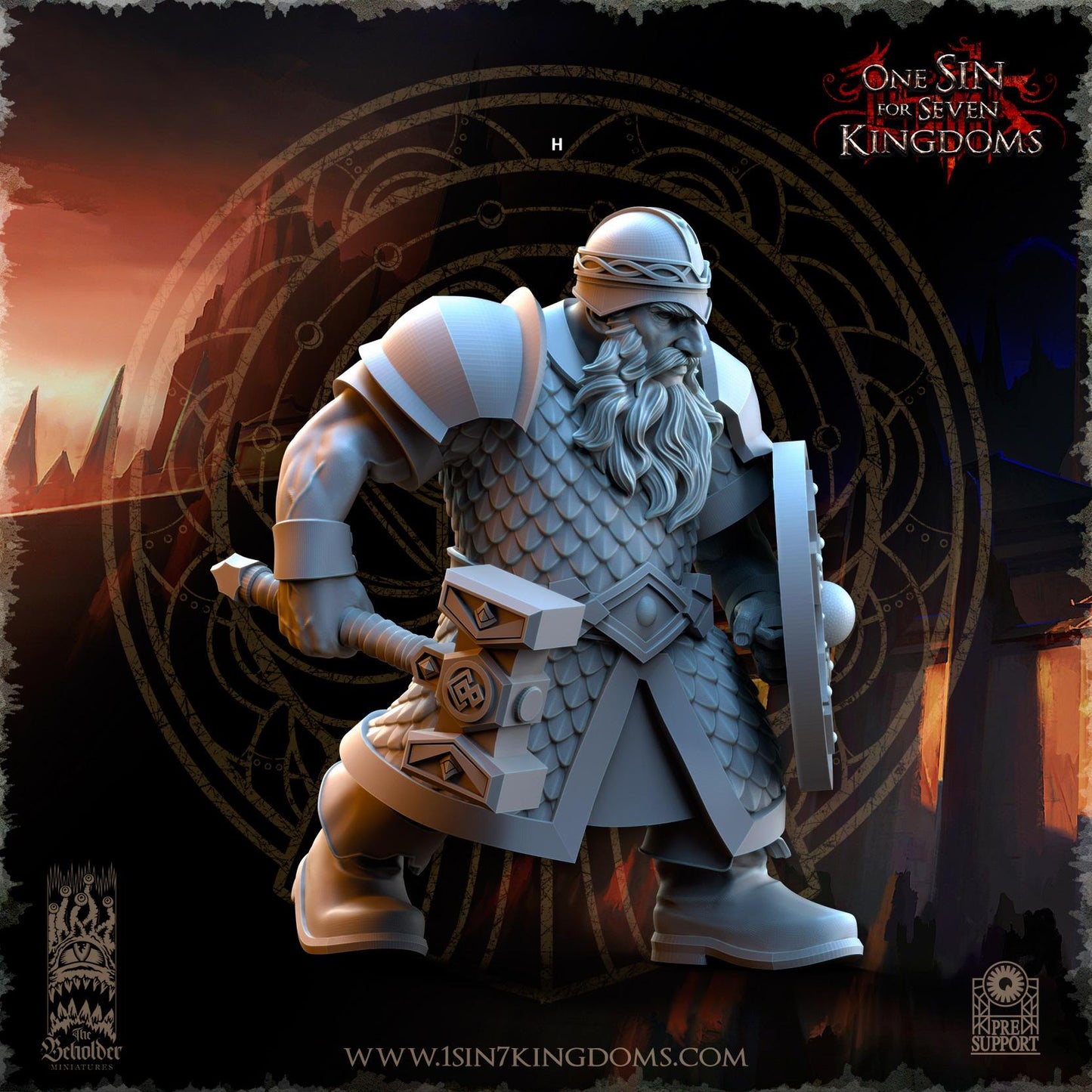 Dwarven Kingdoms Warrior | The Beholder Miniatures | Compatible with D&D/AoS | Fantasy | Tabletop RPG