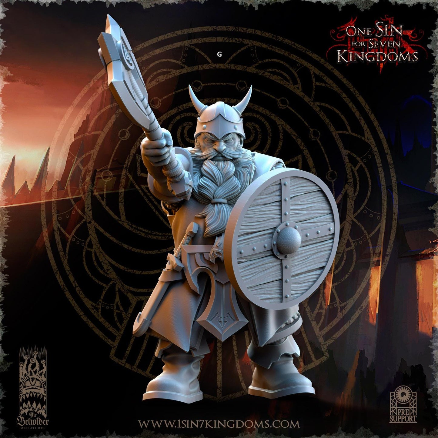 Dwarven Kingdoms Warrior | The Beholder Miniatures | Compatible with D&D/AoS | Fantasy | Tabletop RPG