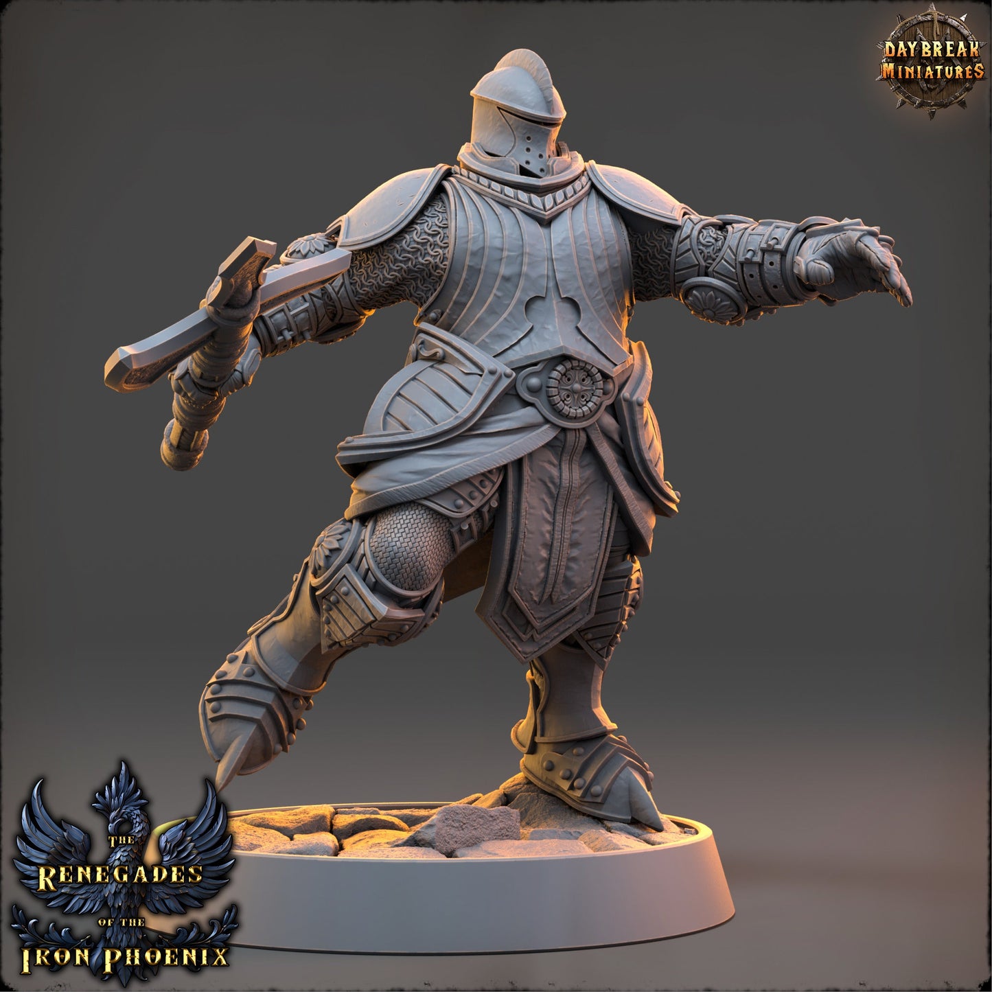 Halberd Knight Hugues | DayBreak Miniatures | Compatible with D&D/AOS | Fantasy | Tabletop