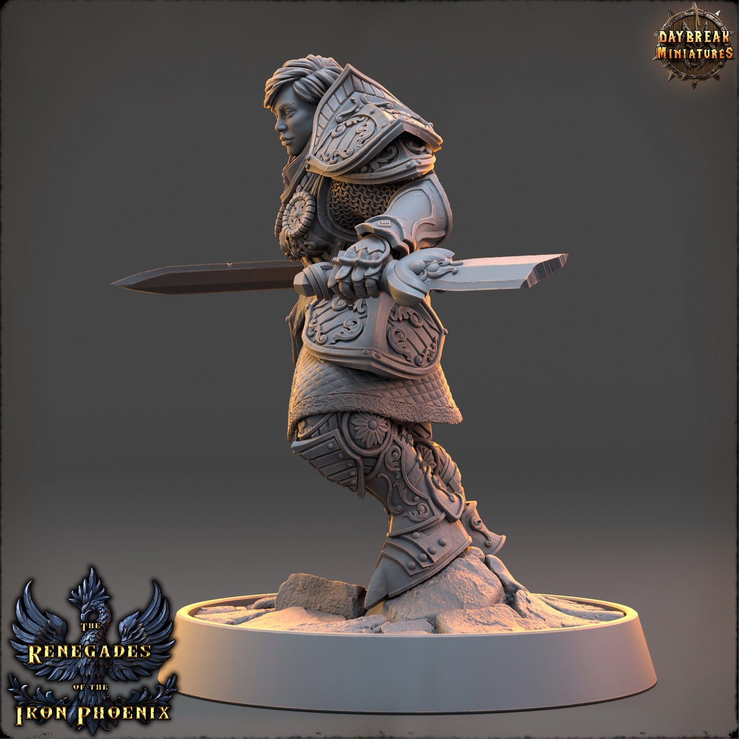 Female Knight Clemence | DayBreak Miniatures | Compatible with D&D/AOS | Fantasy | Tabletop