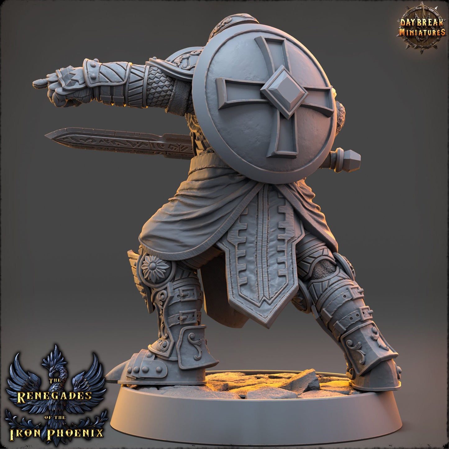 Shield Knight Chevalier | DayBreak Miniatures | Compatible with D&D/AOS | Fantasy | Tabletop