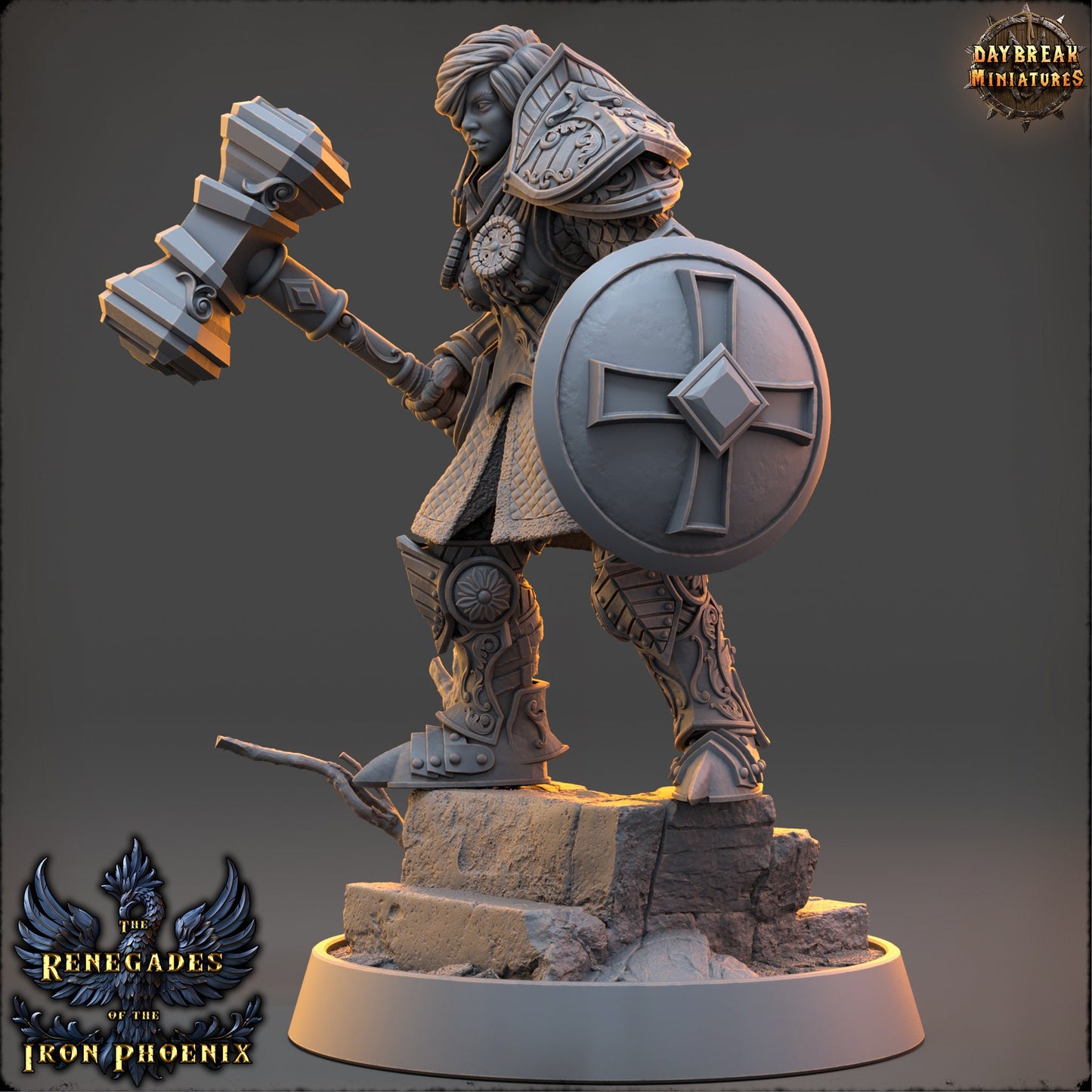 Female Paladin Knight Baronne | DayBreak Miniatures | Compatible with D&D/AOS | Fantasy | Tabletop