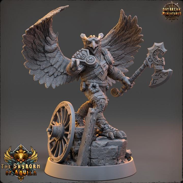 Birdfolk Fighter Airo | DayBreak Miniatures | Compatible with D&D/AOS | Fantasy | Tabletop