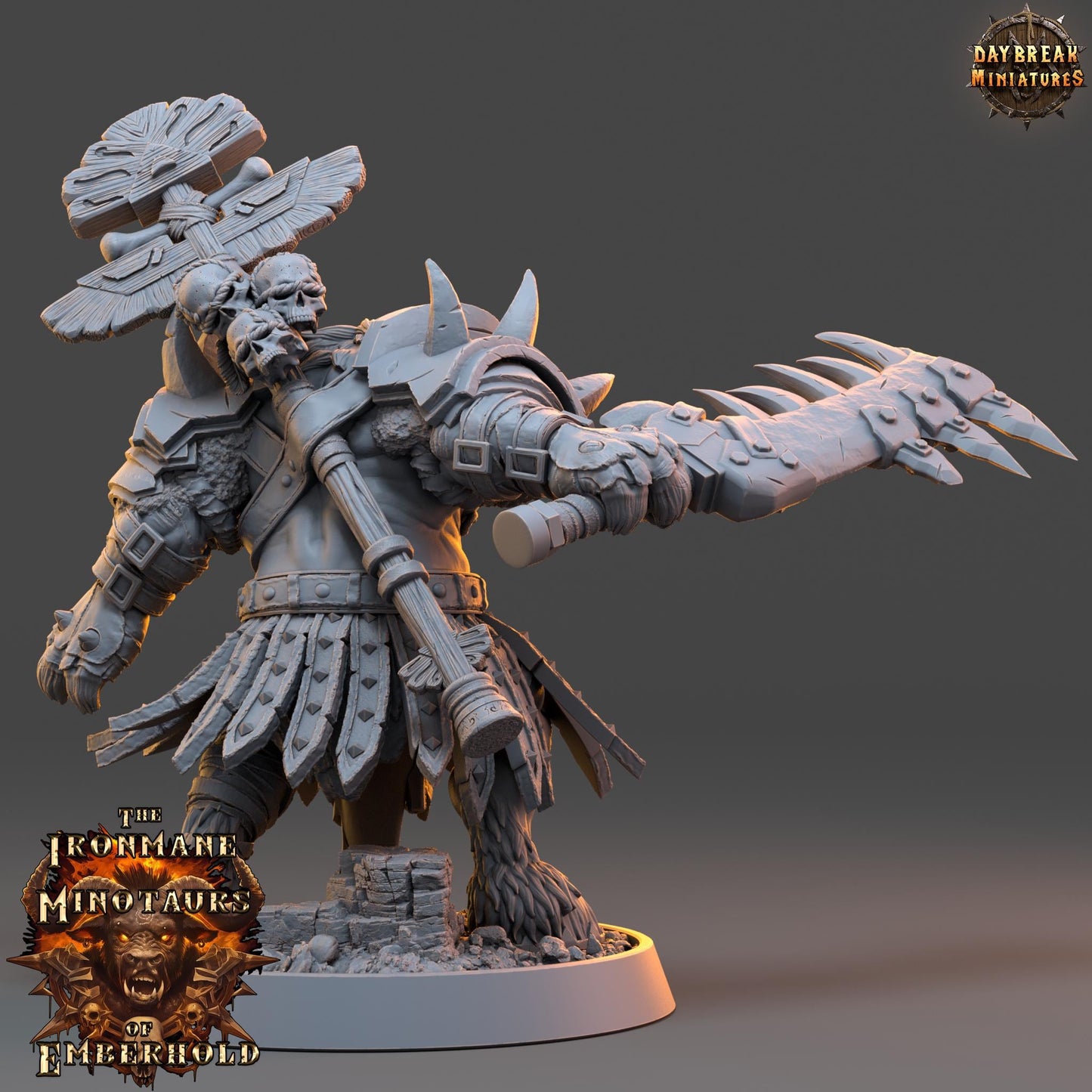Minotaur Shaman Tarnok | DayBreak Miniatures | Two Handed Weapons | Compatible with D&D/AOS | Fantasy | Tabletop RPG