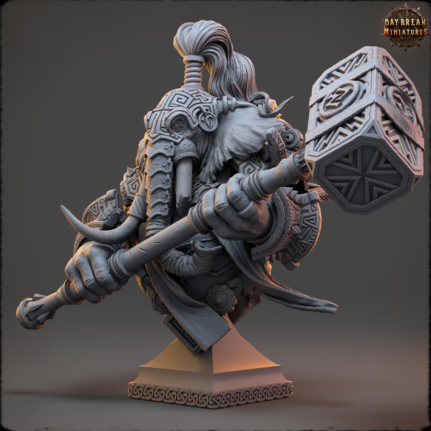 Loxodon Ugro Bust | DayBreak Miniatures | Compatible with D&D/AOS | Fantasy | Tabletop