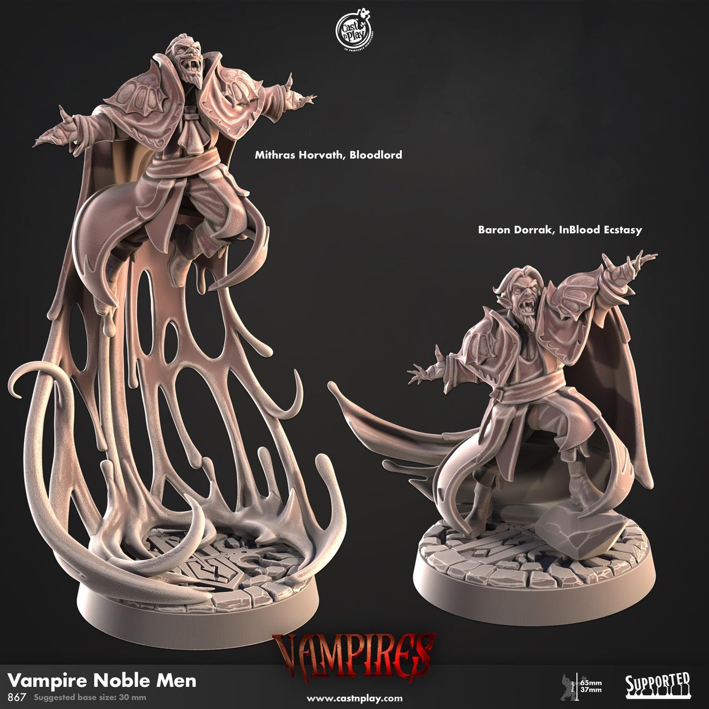 Vampire Noble Men | CastnPlay Miniatures | Compatible with D&D/AoS | Fantasy | Tabletop RPG
