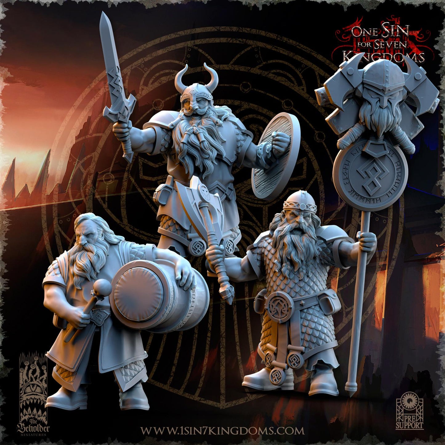 Dwarven Kingdoms Command Group | The Beholder Miniatures | Compatible with D&D/AoS | Fantasy | Tabletop RPG