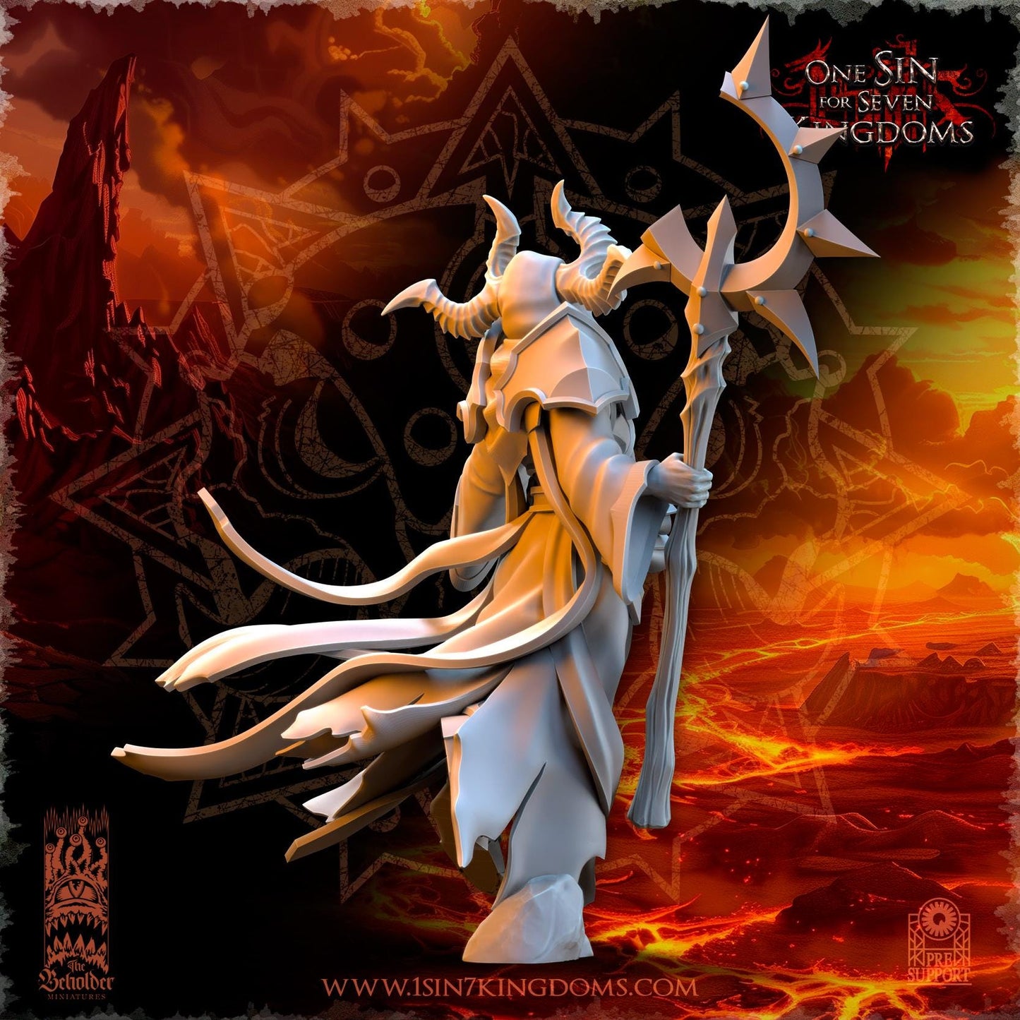 Realms of Mayhem Nihilgaard Dark Sorcerer | The Beholder Miniatures | Compatible with D&D/AoS | Fantasy | Tabletop RPG