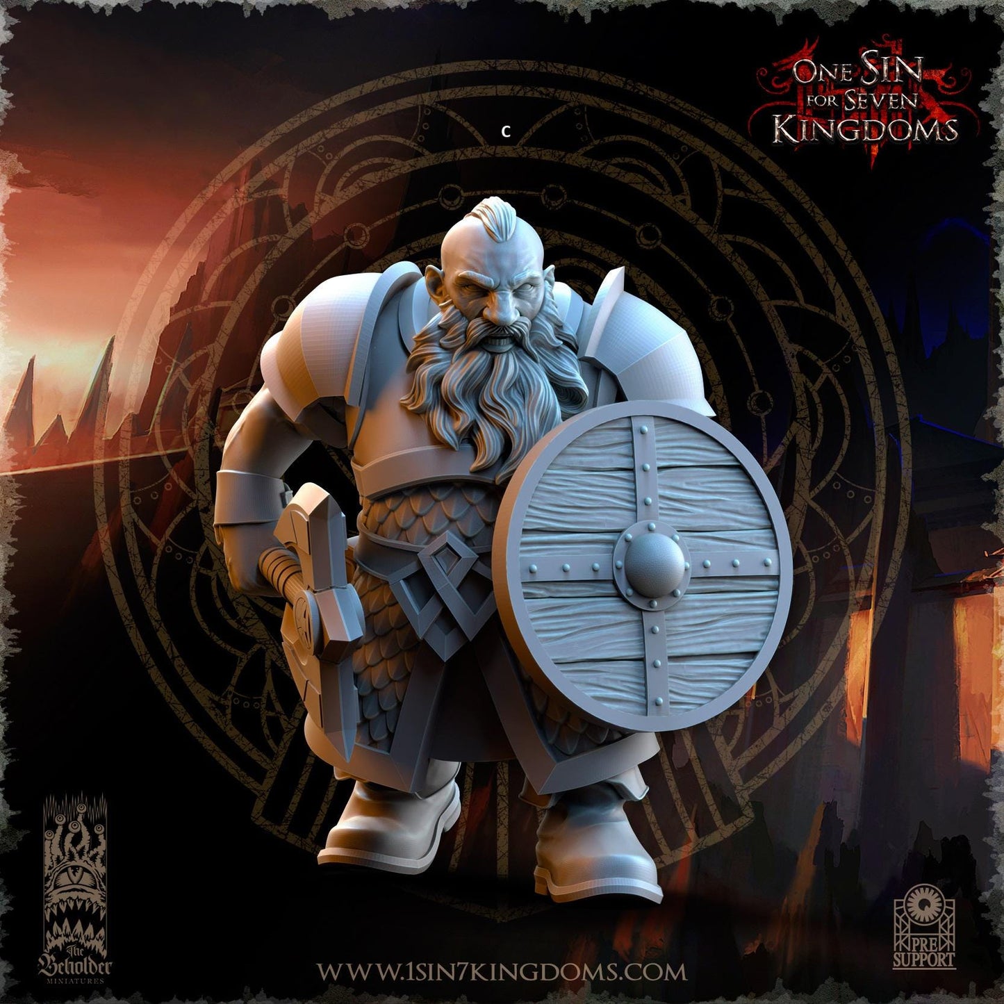 Dwarven Kingdoms Warrior | The Beholder Miniatures | Compatible with D&D/AoS | Fantasy | Tabletop RPG